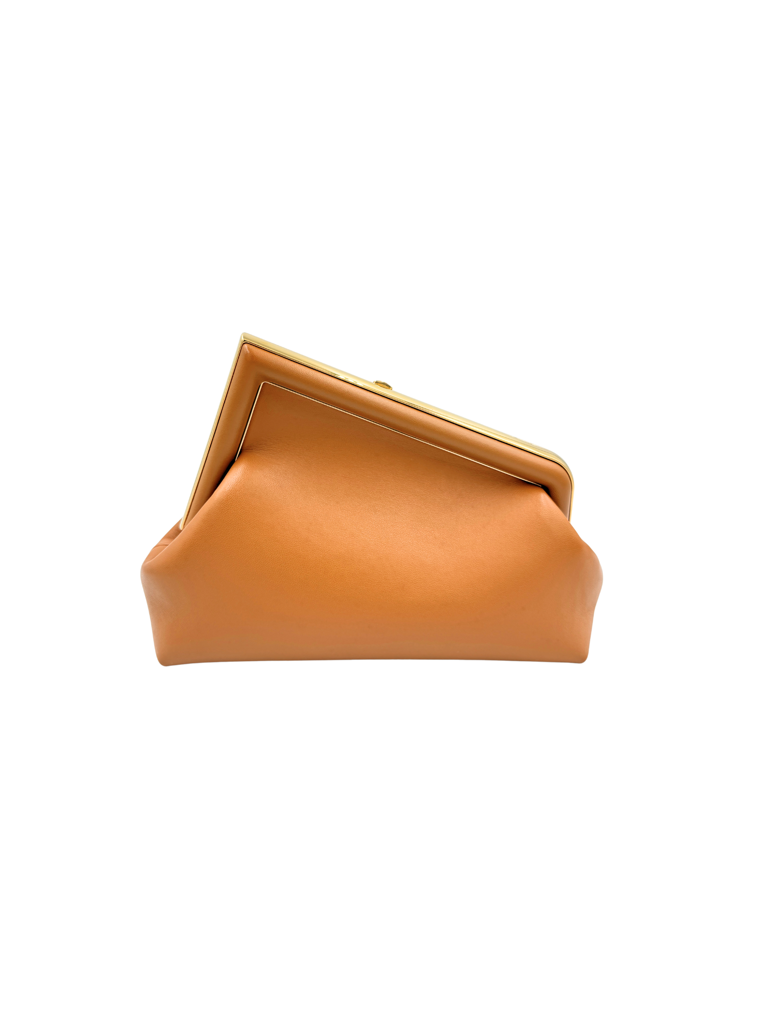 Small First Shoulder Bag Clutch in Caramel Leather