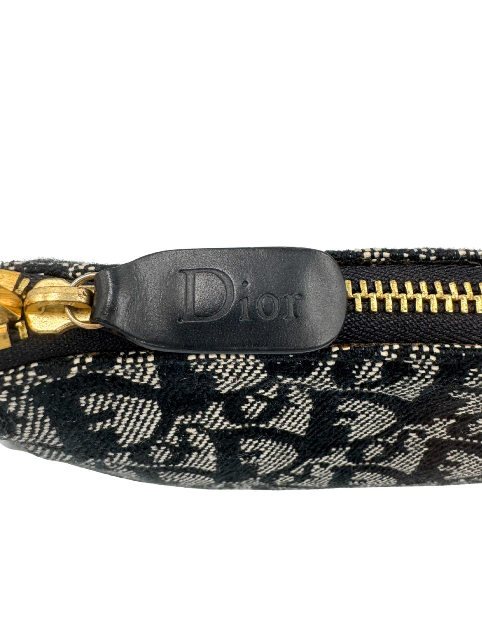 Vintage Mini Saddle Shoulder Bag Pochette in Black Monogram Oblique Diorissimo Canvas