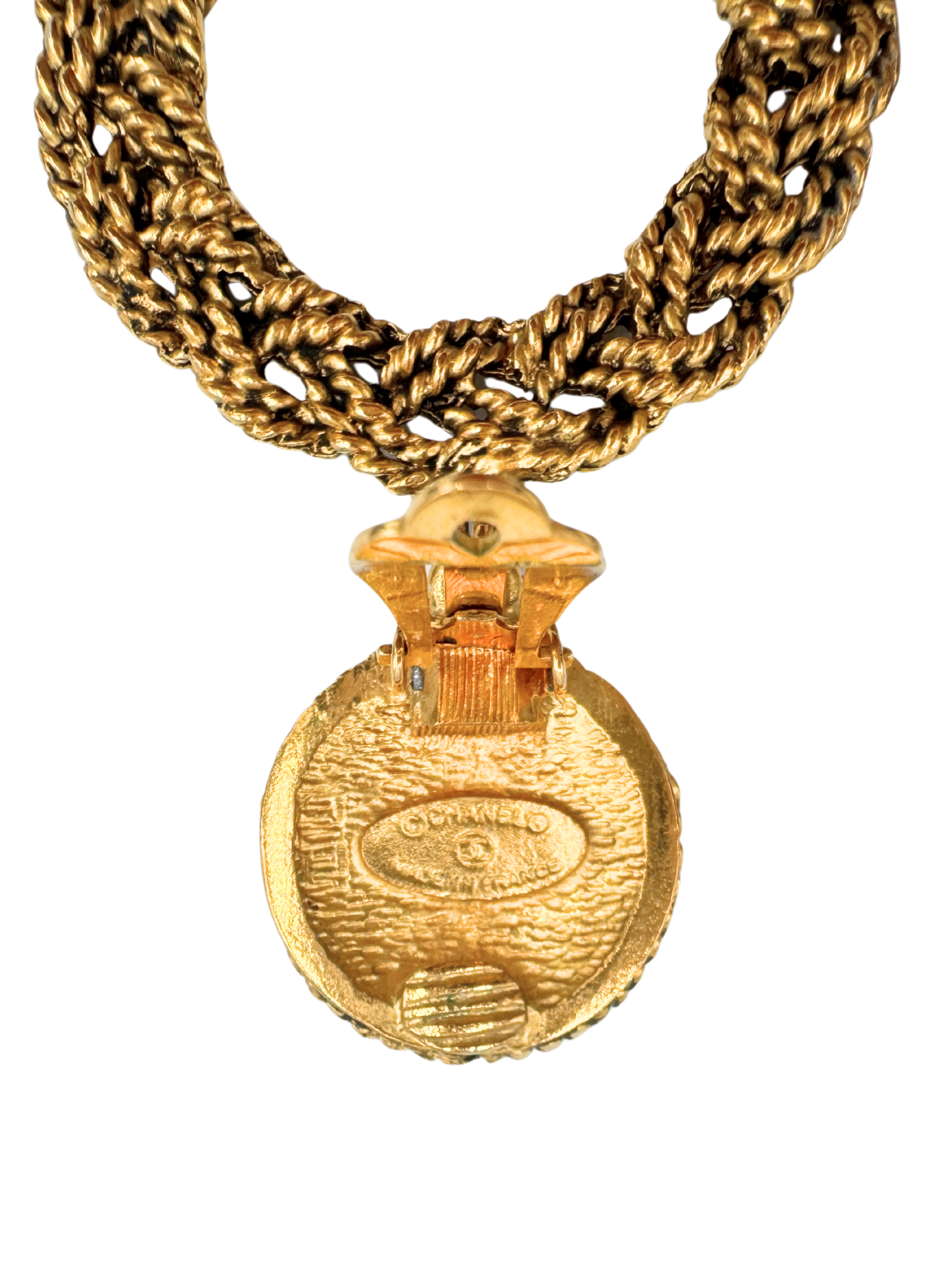 Vintage Braided Drop Hoop CC Earrings in 24k Plated Gold