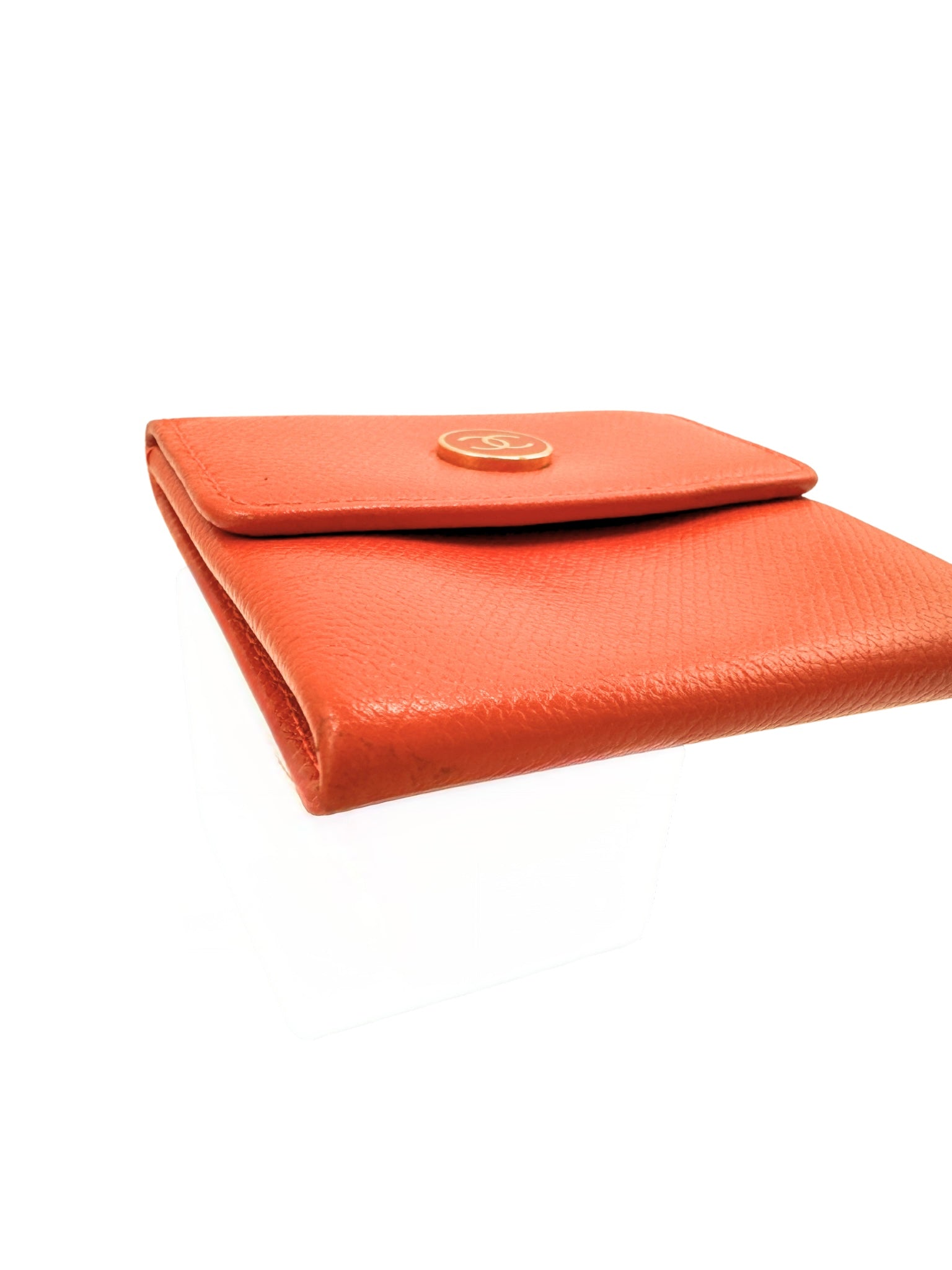 Vintage CC Compact Wallet in Orange Calfskin Leather