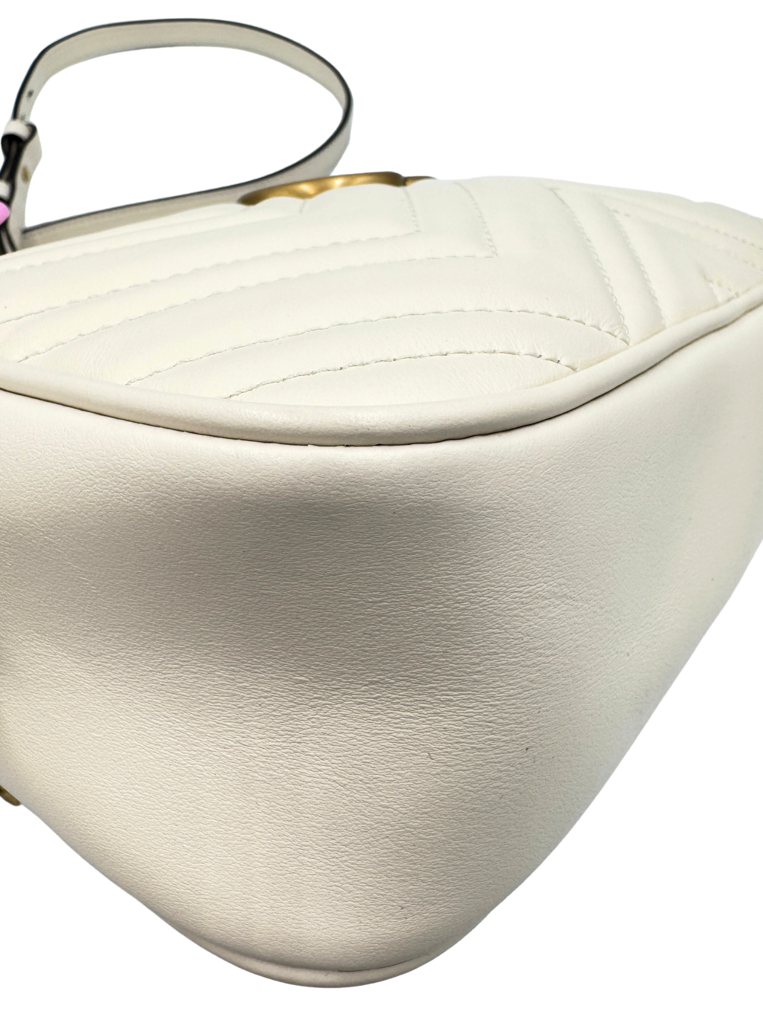 GG Small Marmont Camera Bag in Ivory Leather