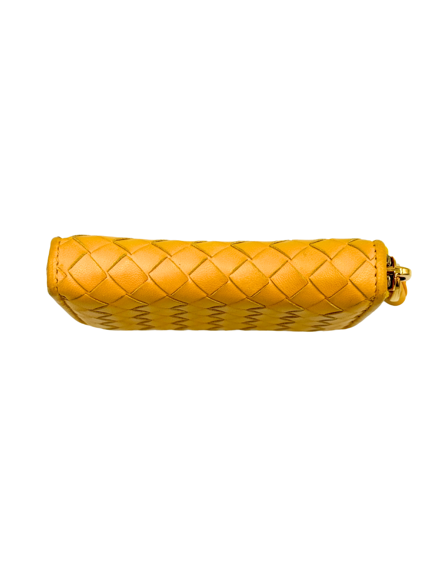 Compact Ziparound Wallet in Yellow Intrecciato Leather