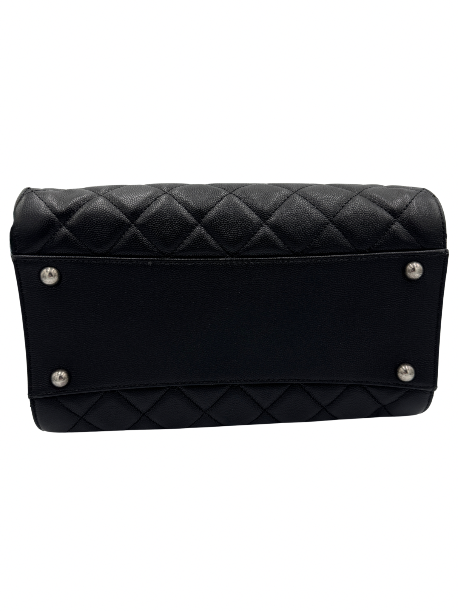 Medium Accordion Top Handle CC Bucket Bag in Black Caviar Leather