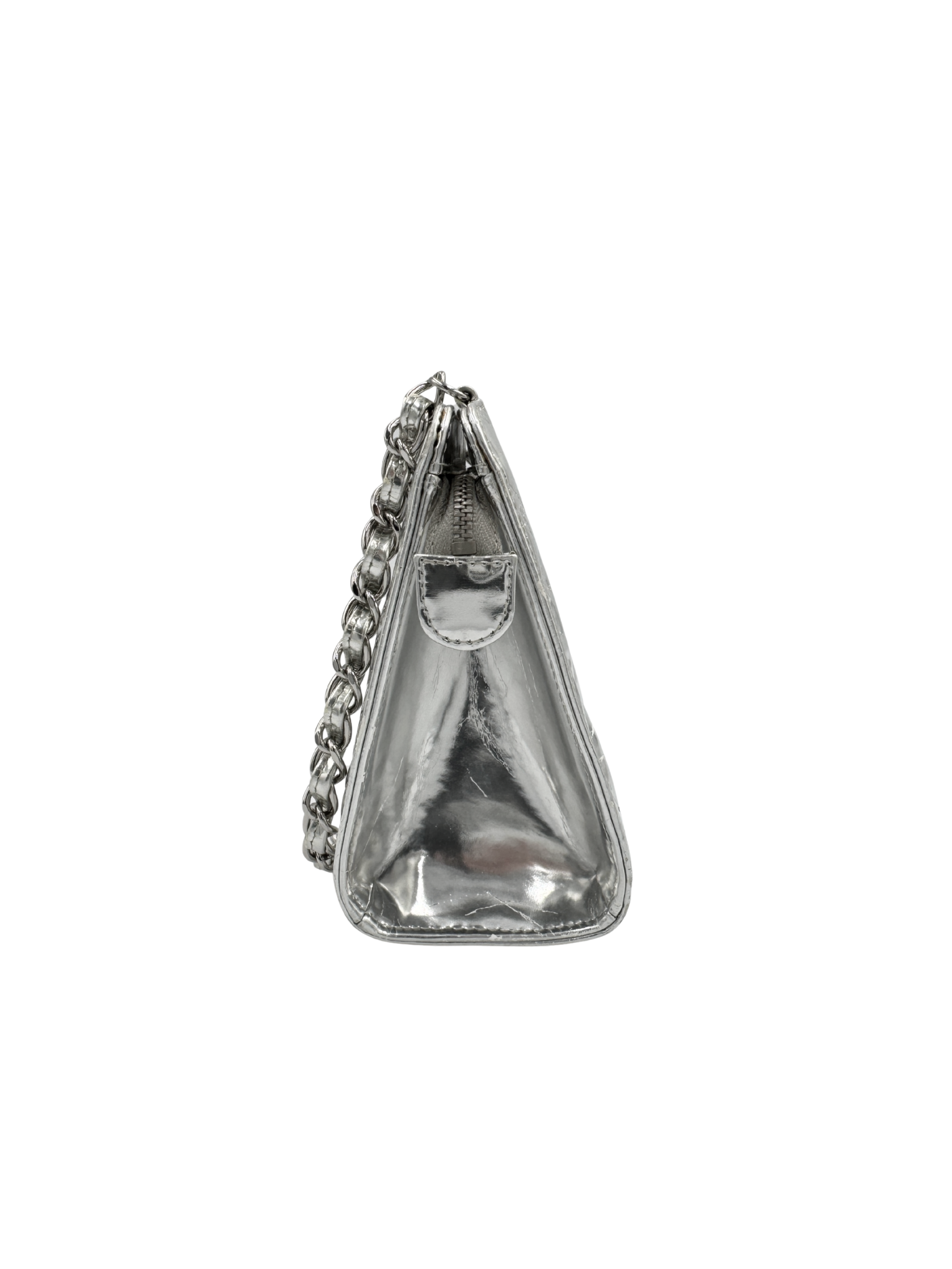 Vintage Lucky Symbols Shoulder Bag in Silver Leather