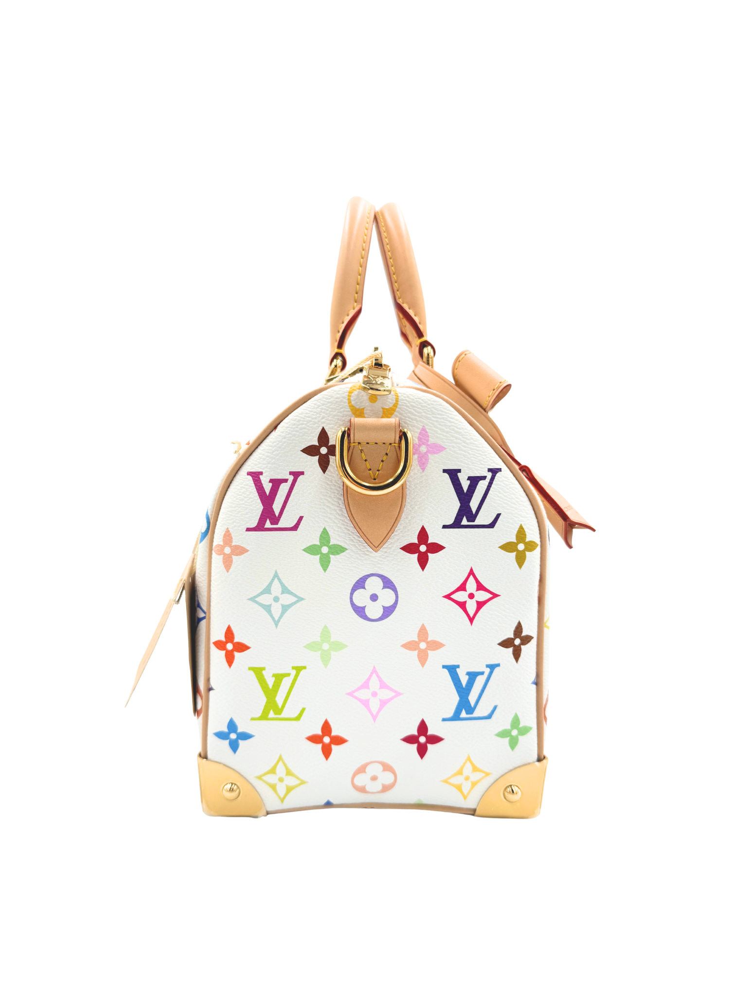 Louis Vuitton 2025 Limited Edition LV x Takashi Murakami Multicolore Speedy Bandoulière 25 in White Multicolor Coated Canvas