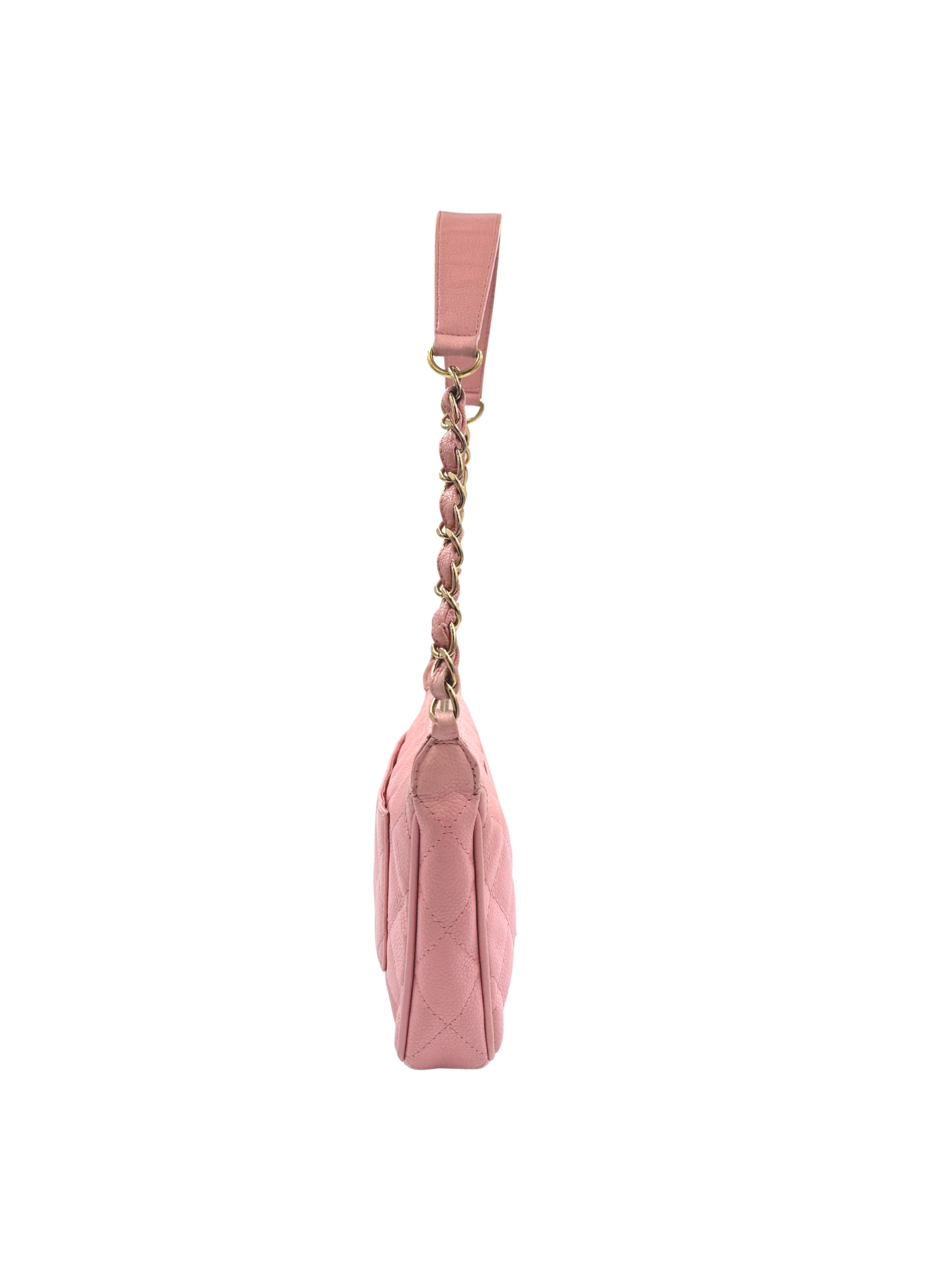 Vintage Karl Lagerfeld Era 2004 Classic CC Quilted Timeless Shoulder Bag Pochette in Pink Caviar Leather