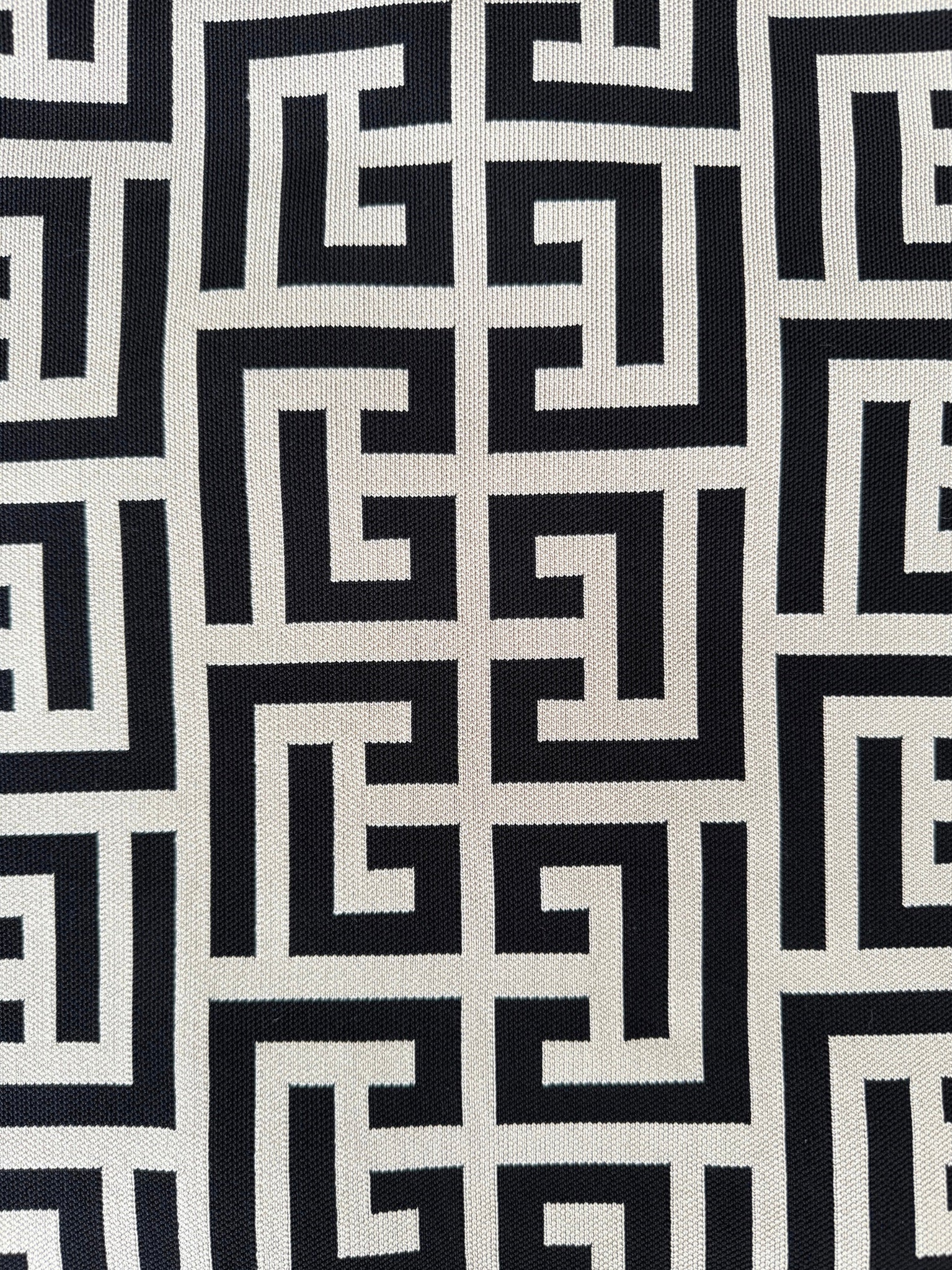 Size XL / FR 42 Zip-Up Monogram Jacket in Black and Taupe Stretch Logo Knit