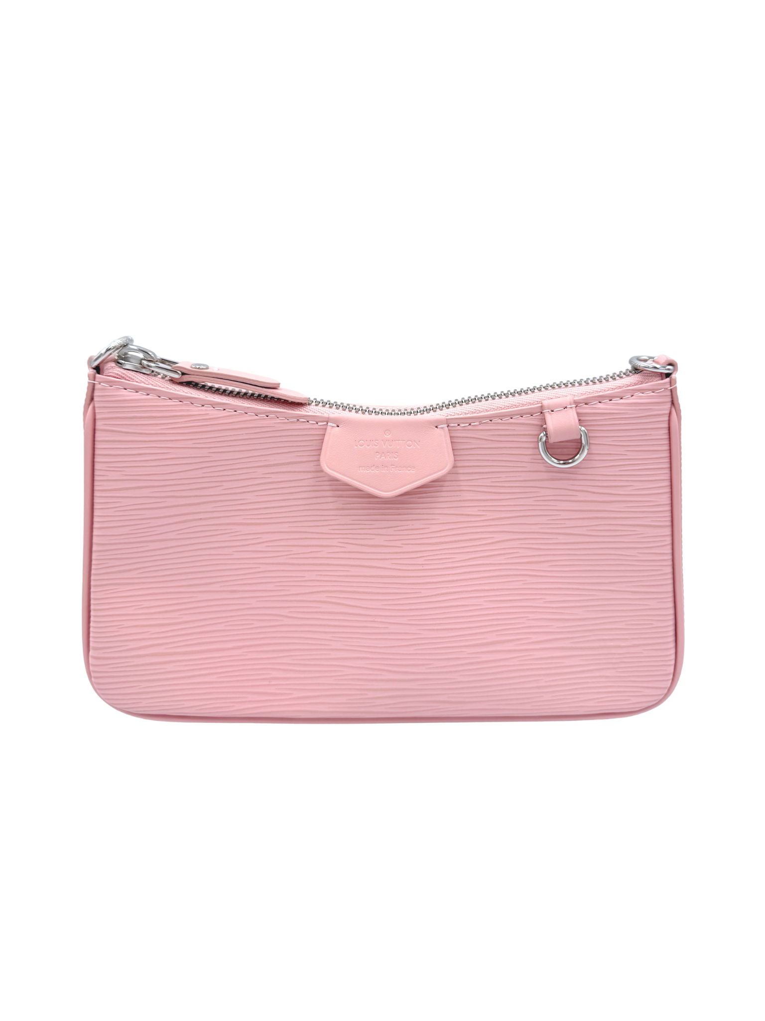 Easy Pouch on Strap Shoulder Bag with Chain in Rose Ballerine Pink Epi Leather