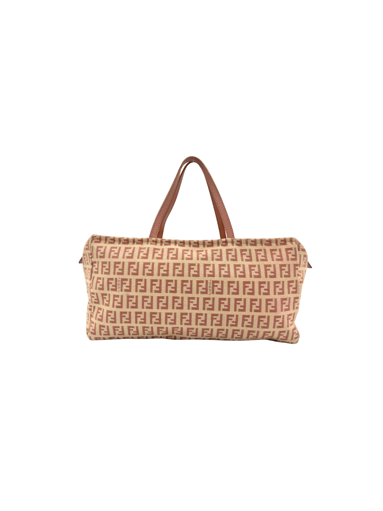 Fendi FF Monogram East-West Bauletto Bag in Pink and Ivory Canvas