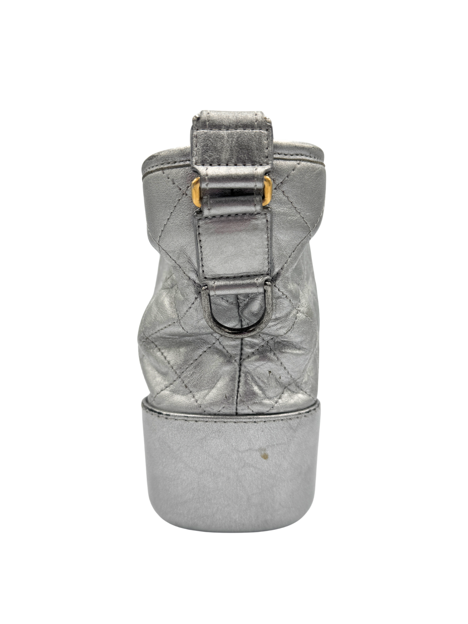 Medium Gabrielle Hobo Shoulder Bag in Aged Silver Calfskin Leather