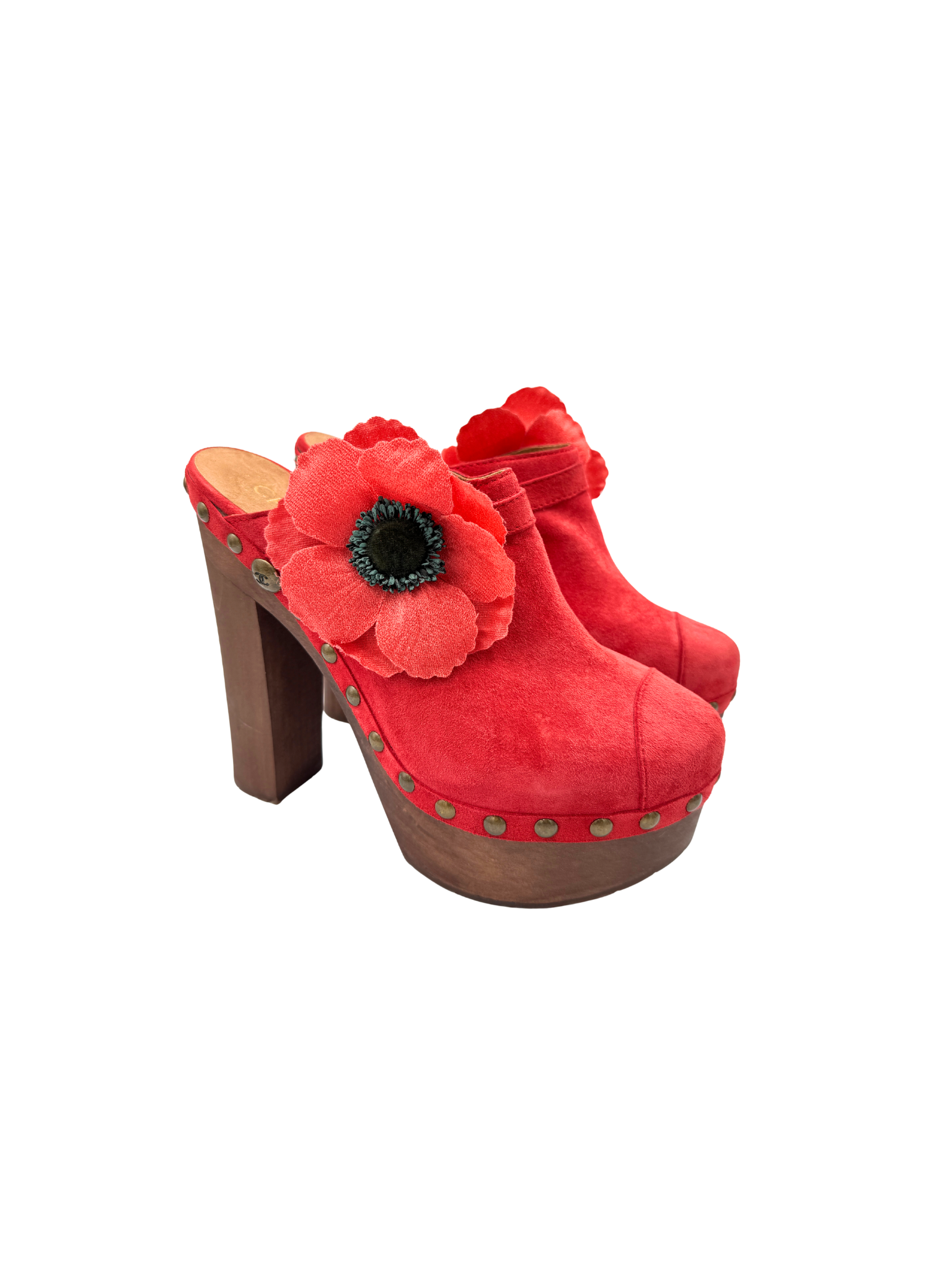 Size 41 2010 Karl Lagerfeld Era Poppy Platform Clogs in Red Suede