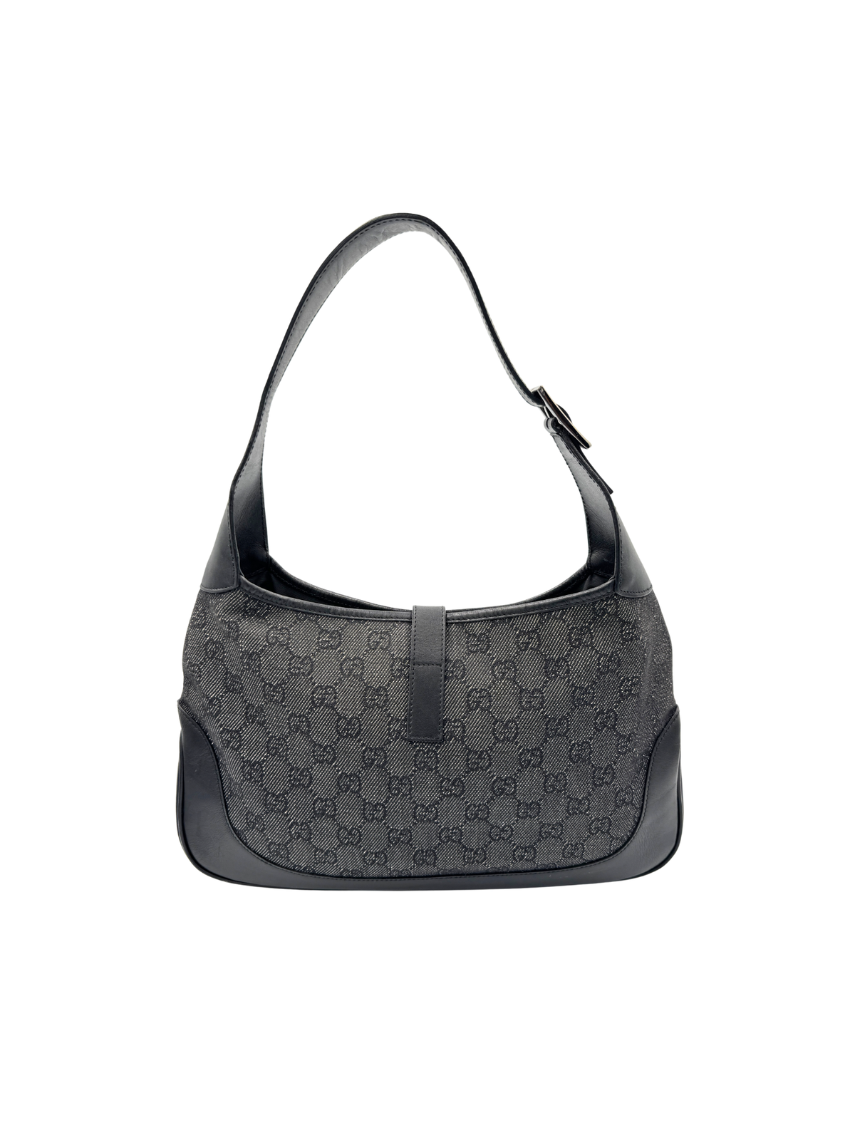 Vintage Tom Ford Era Jackie Logo Shoulder Bag in Black Monogram GG Supreme Canvas