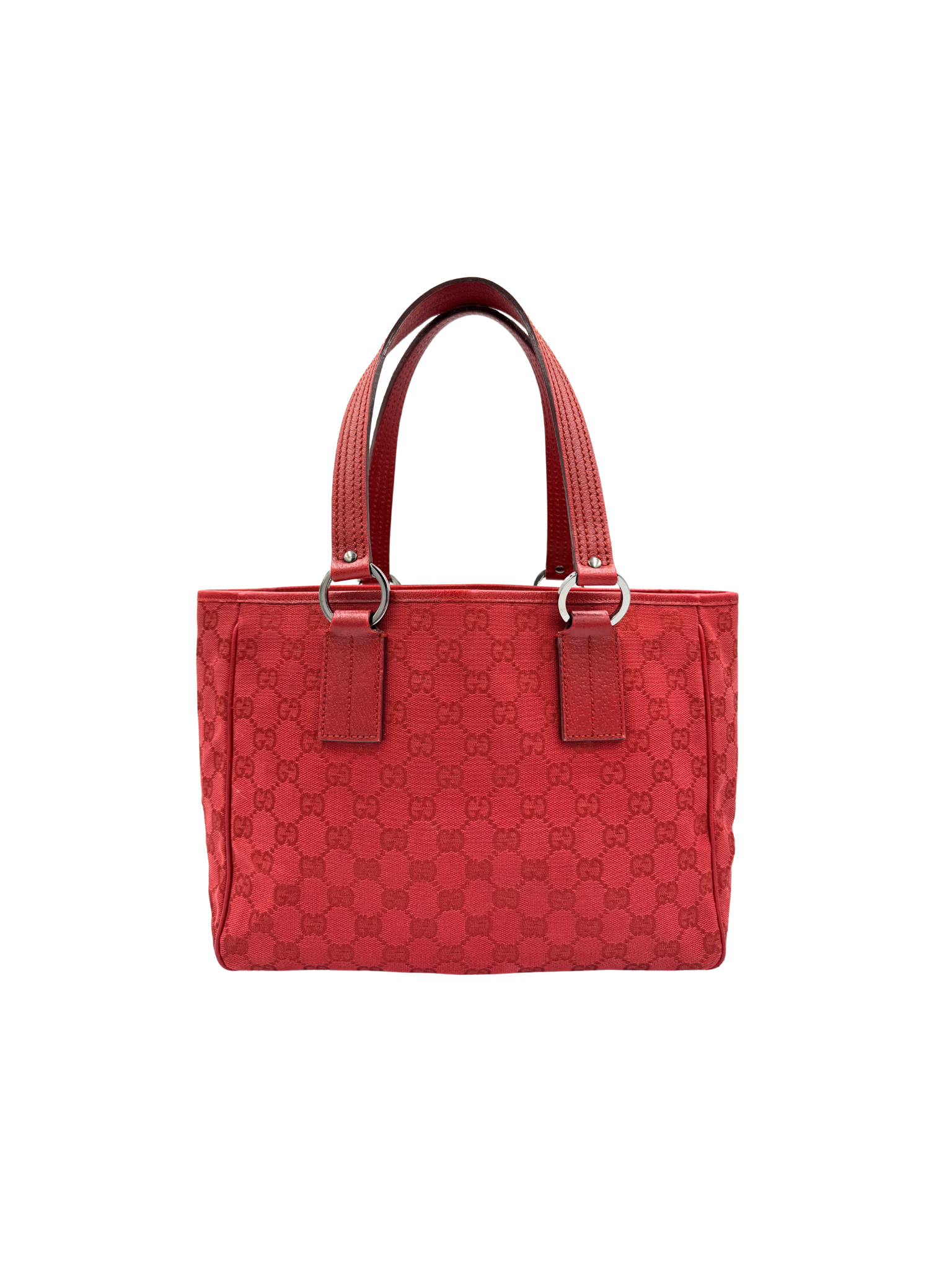 Small East-West Logo Shopping Tote Bag in Red Monogram GG Supreme Canvas