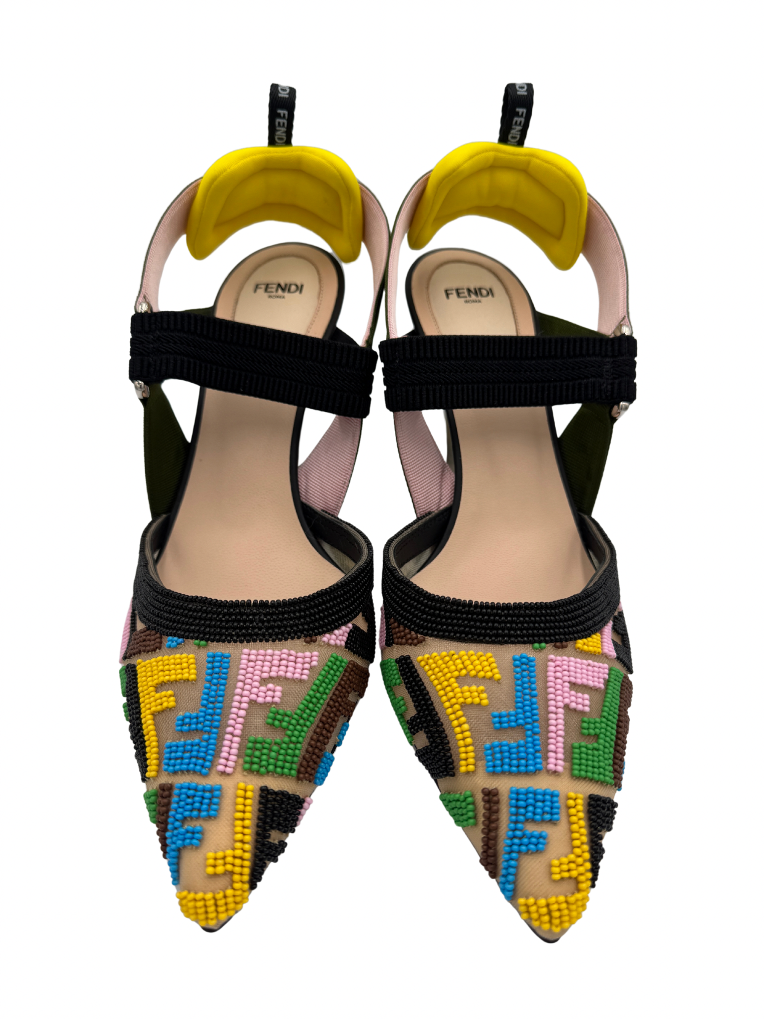 Size 39.5 FF Colibri Slingback Pumps in Multicolor Beaded Mesh