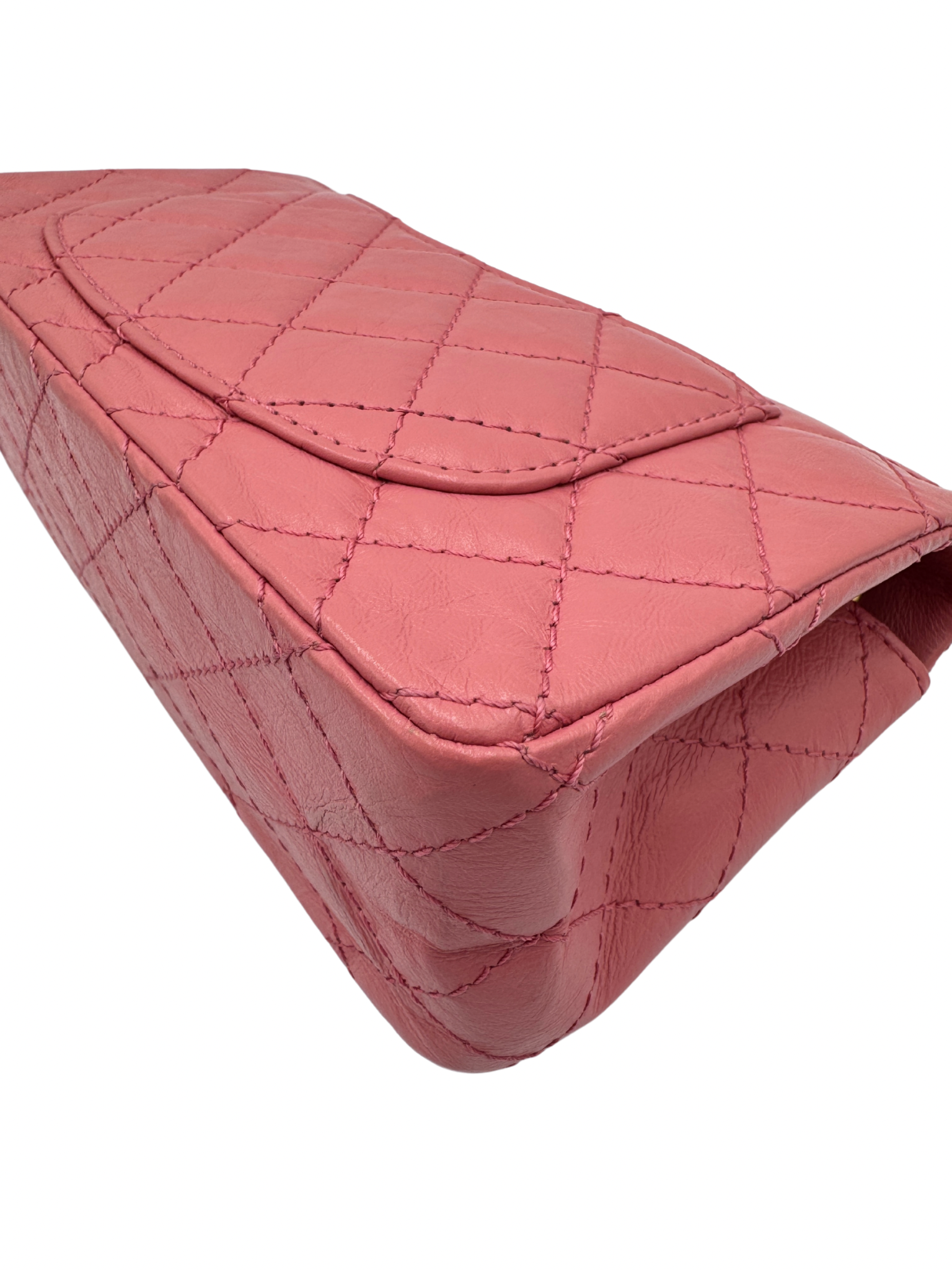 Classic Quilted Mini Reissue 2.55 Rectangular Flap Bag in Pink Aged Calfskin Leather