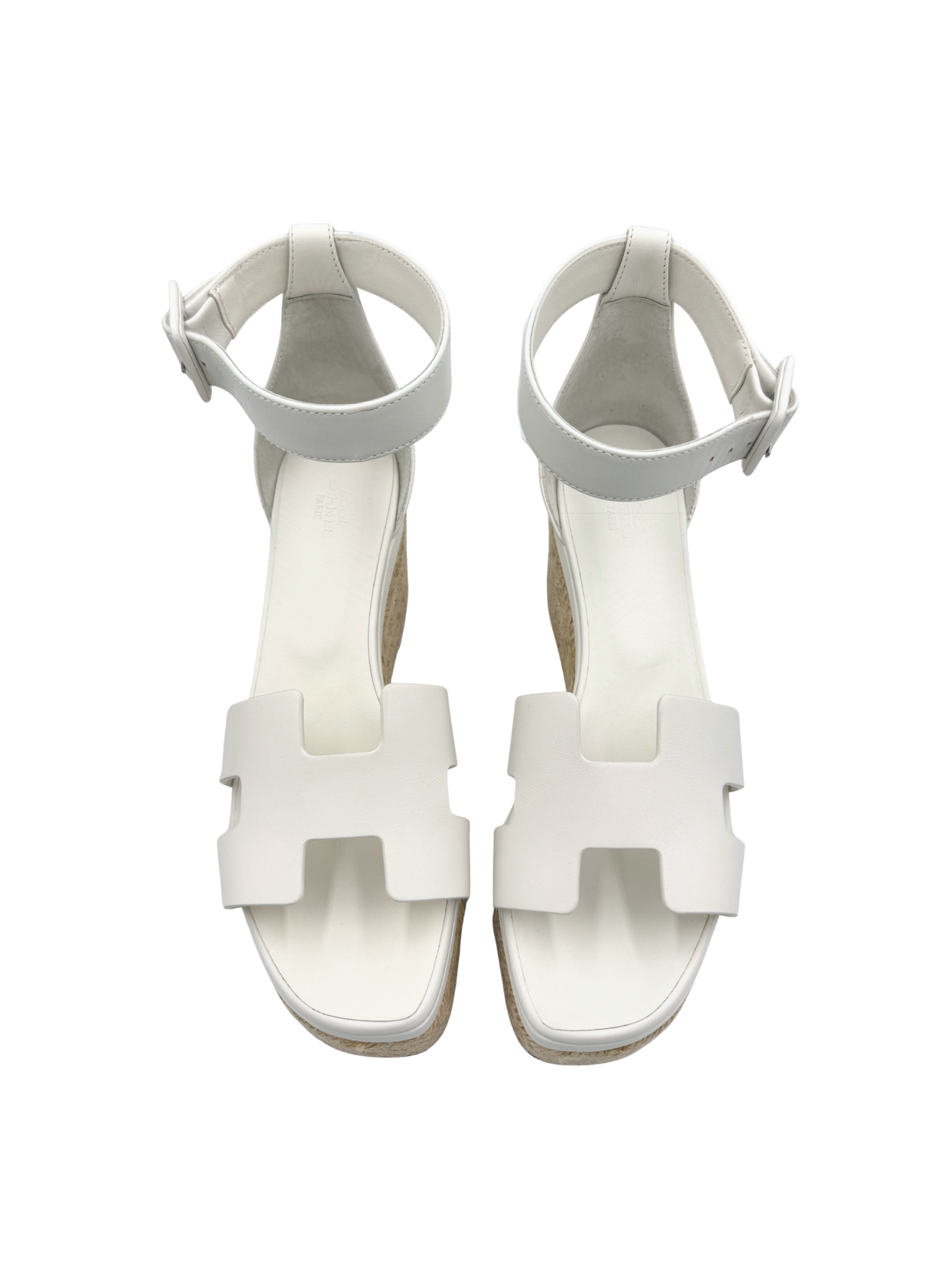 Size 40 Elda Espadrille Platform Wedge Sandals in Blanc / White Calfskin Leather