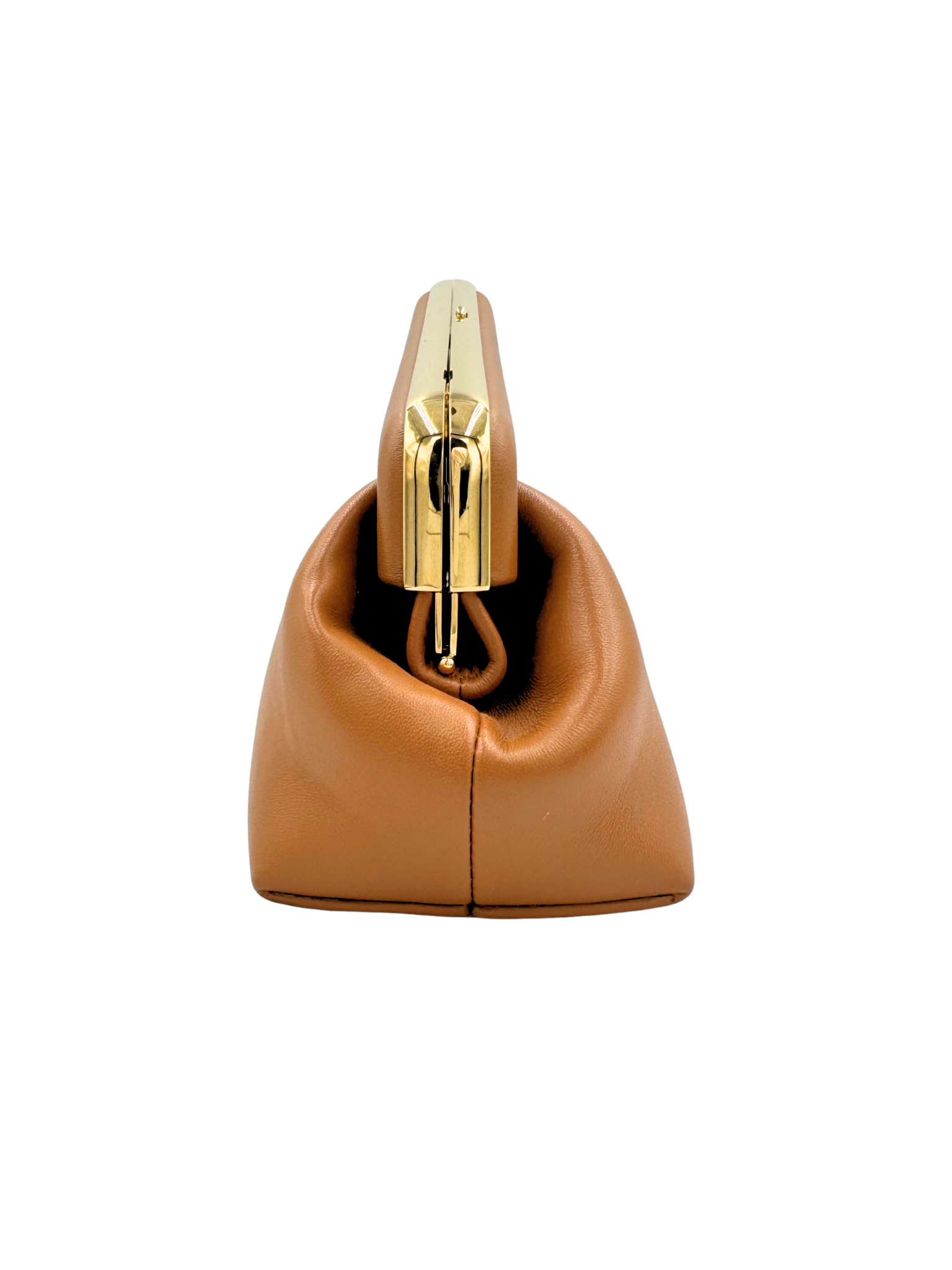 Small First Shoulder Bag Clutch in Caramel Leather