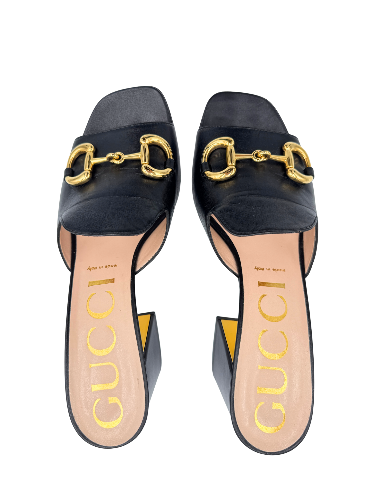 Size 40.5 Horsebit Slide Sandals in Black Smooth Leather