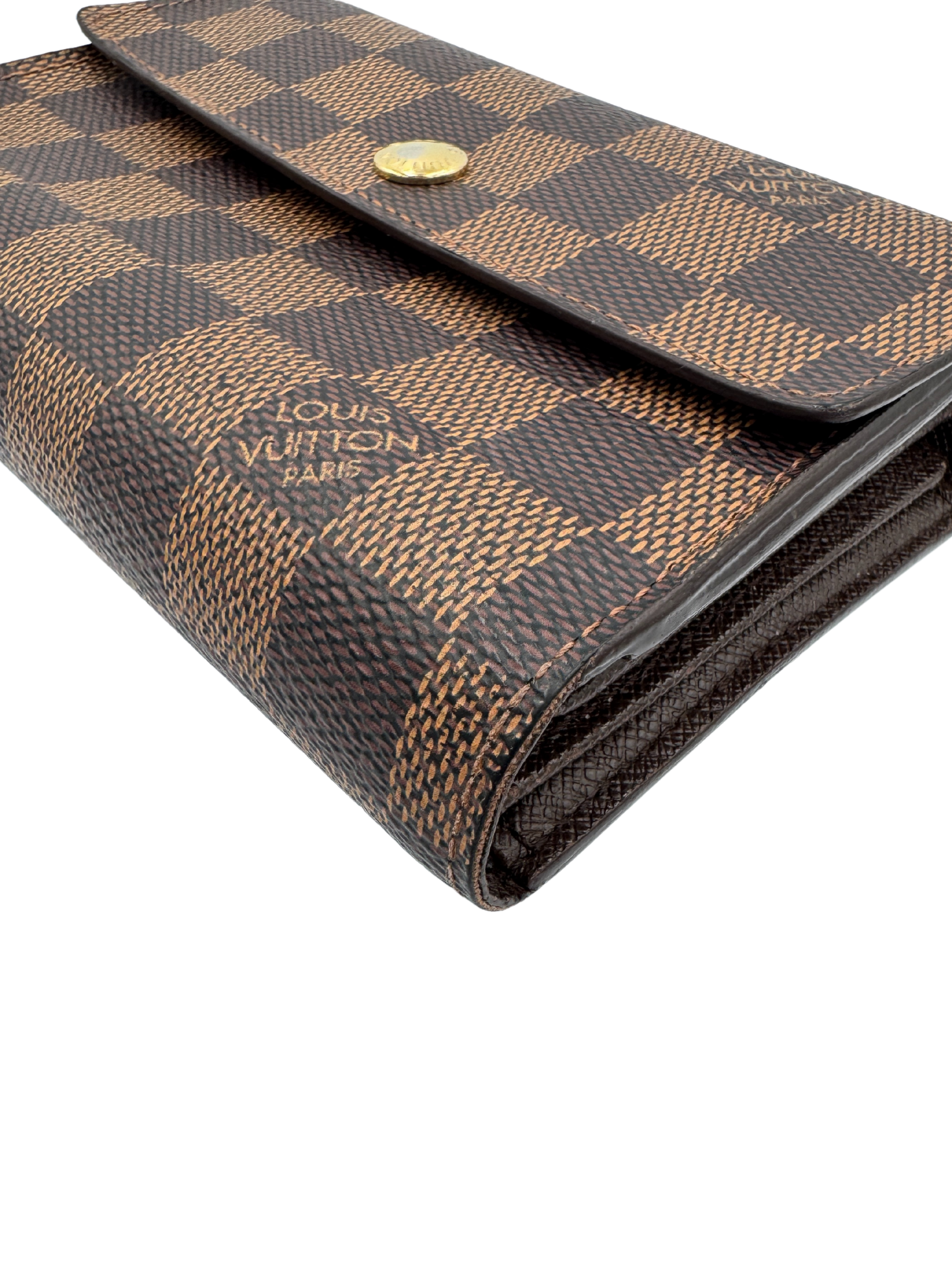 Vintage LV Porte-Tresor Etui Papier Tri-Fold Wallet in Damier Ebene Coated Canvas