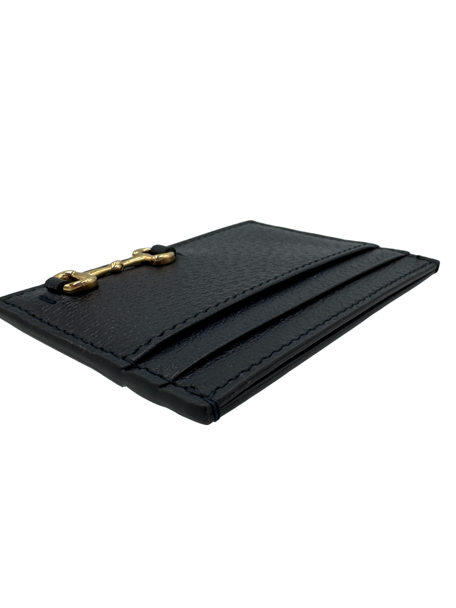 Classic Horsebit Card Holder Wallet in Black Leather
