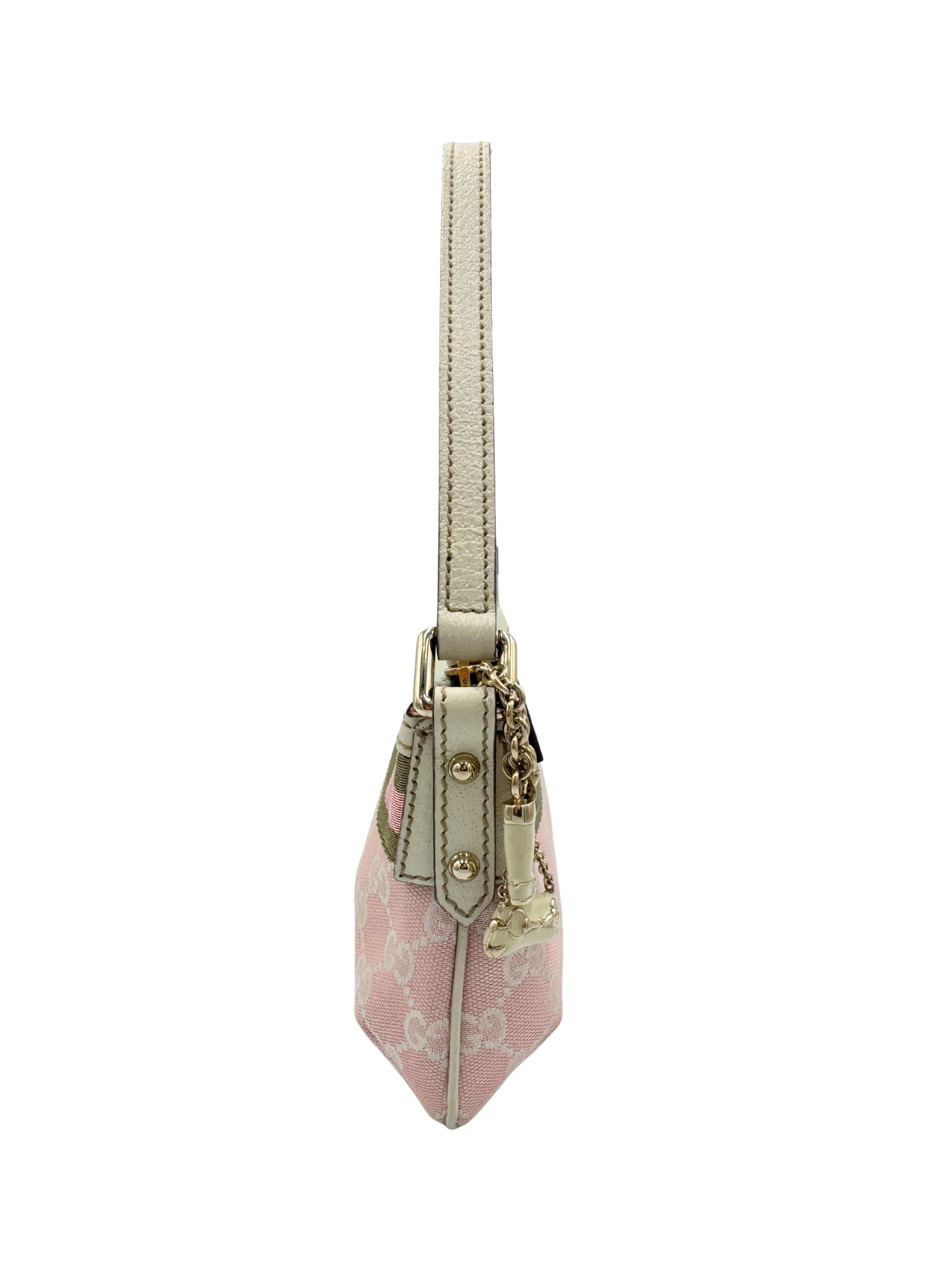Pochette Shoulder Bag with Charms in Pink Monogram GG Logo Canvas