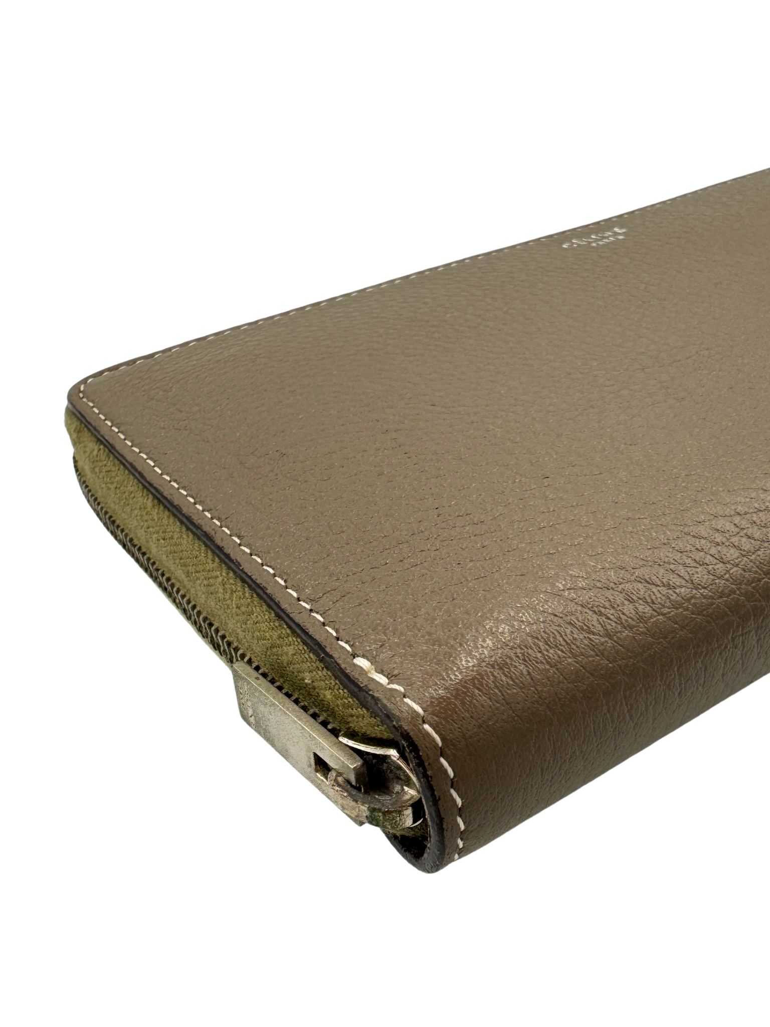 Long Continental Zip Around Wallet in Taupe Leather