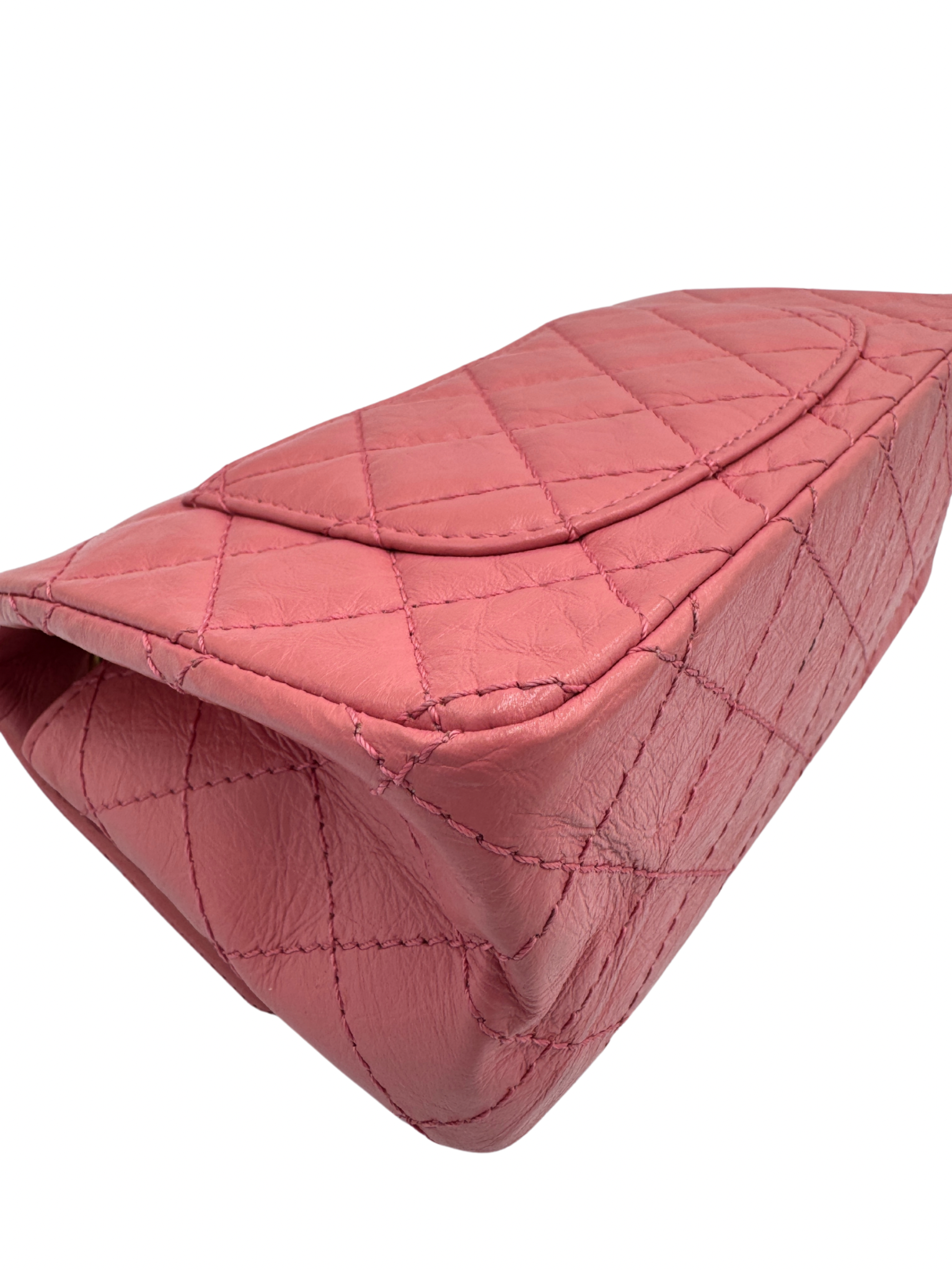 Classic Quilted Mini Reissue 2.55 Rectangular Flap Bag in Pink Aged Calfskin Leather