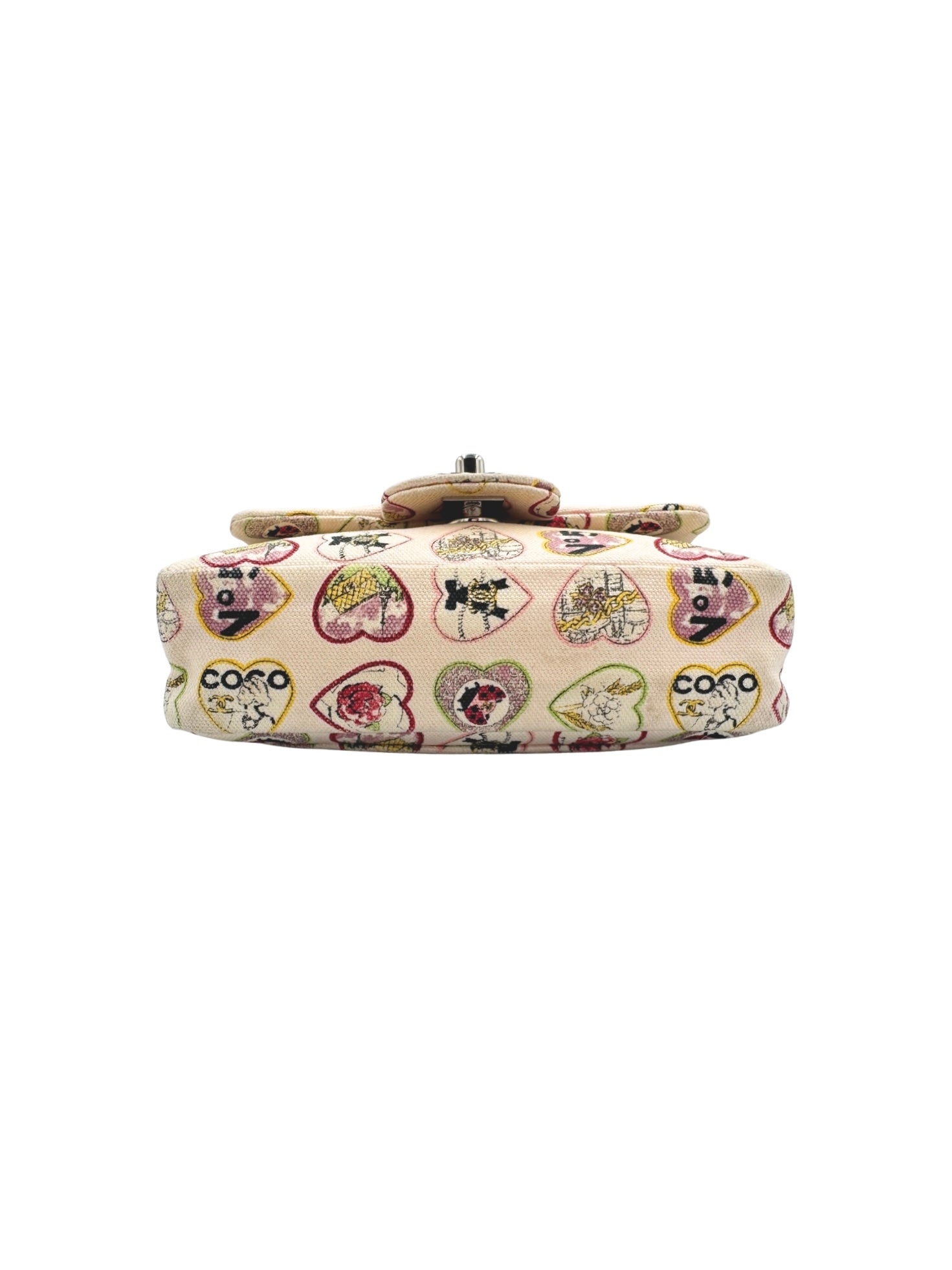 Limited-Edition Valentine's Collection Sweetheart Square Mini Classic Flap Bag in Heart Printed Ivory Canvas