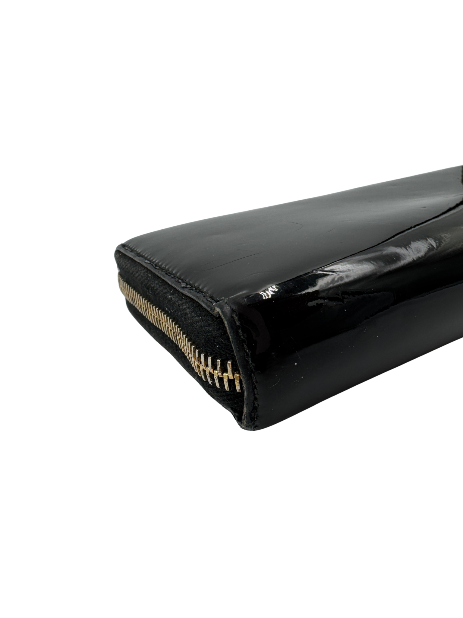 YSL Logo Continental Ziparound Wallet in Black Patent Leather