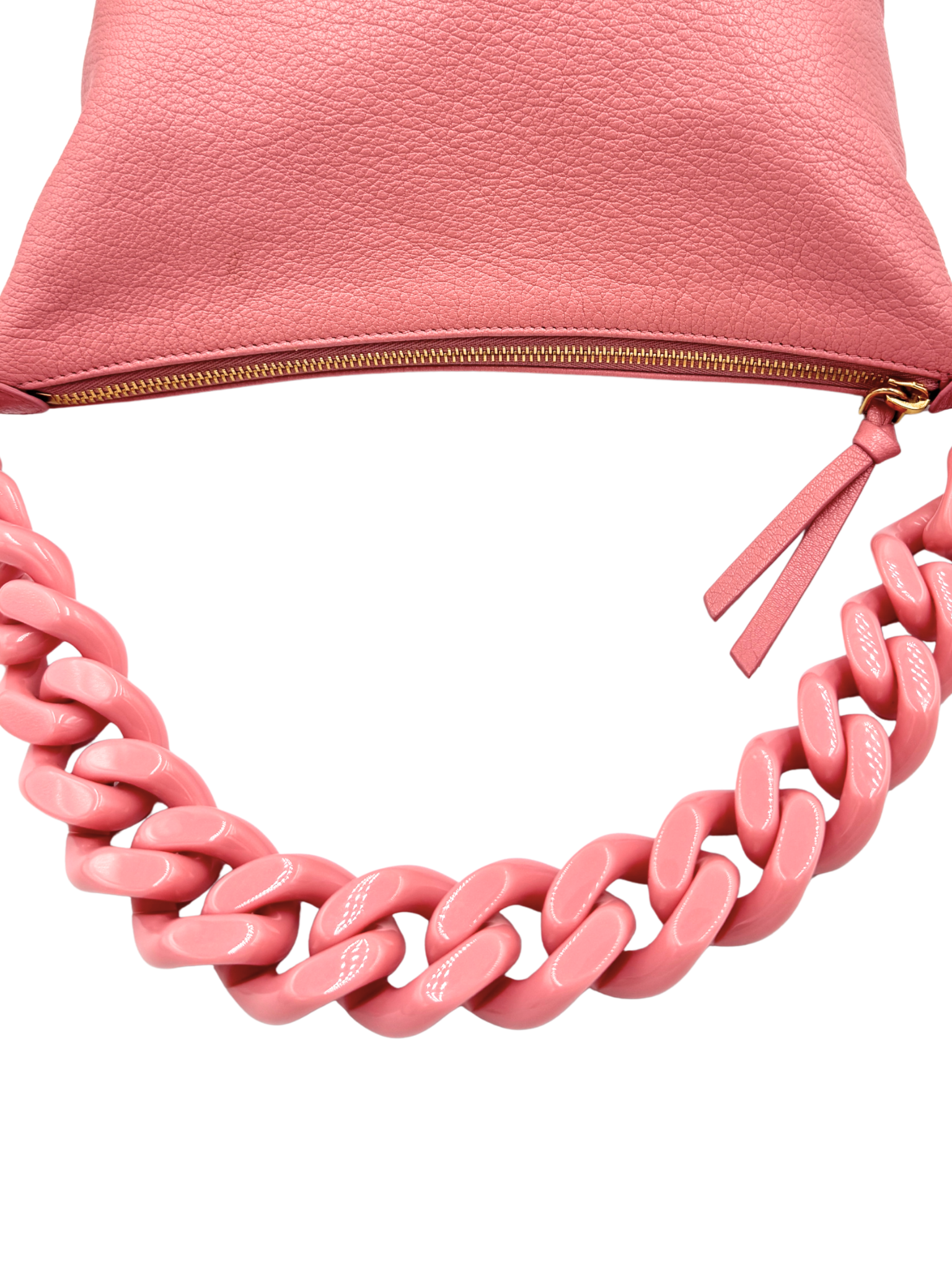 Spirit Shoulder Bag with Chainlink Strap in Pink Calfskin Leather