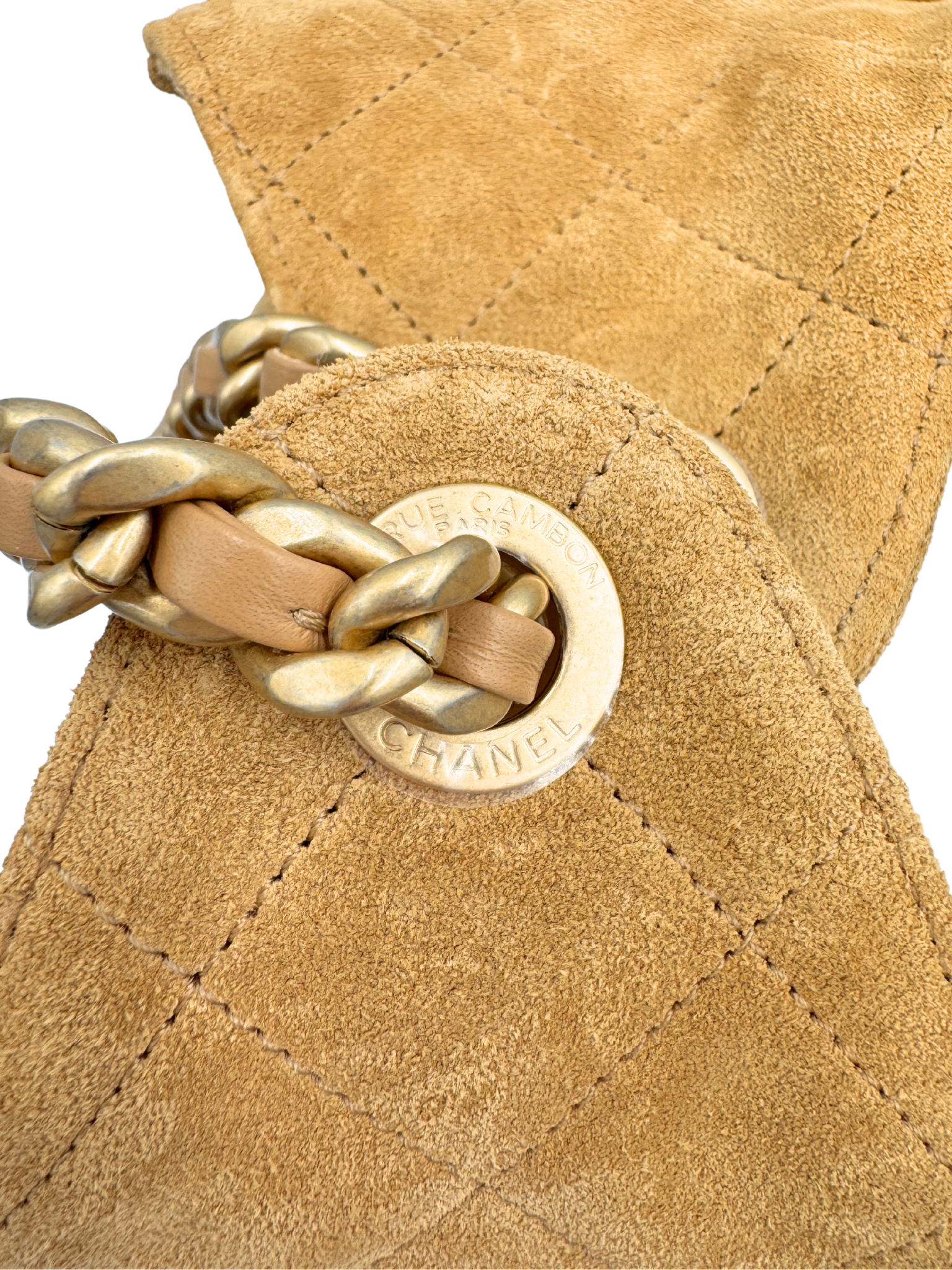 Small Chanel 25 Quilted Hobo Bag in Dark Beige Suede (Cruise 2025/2026 Collection)