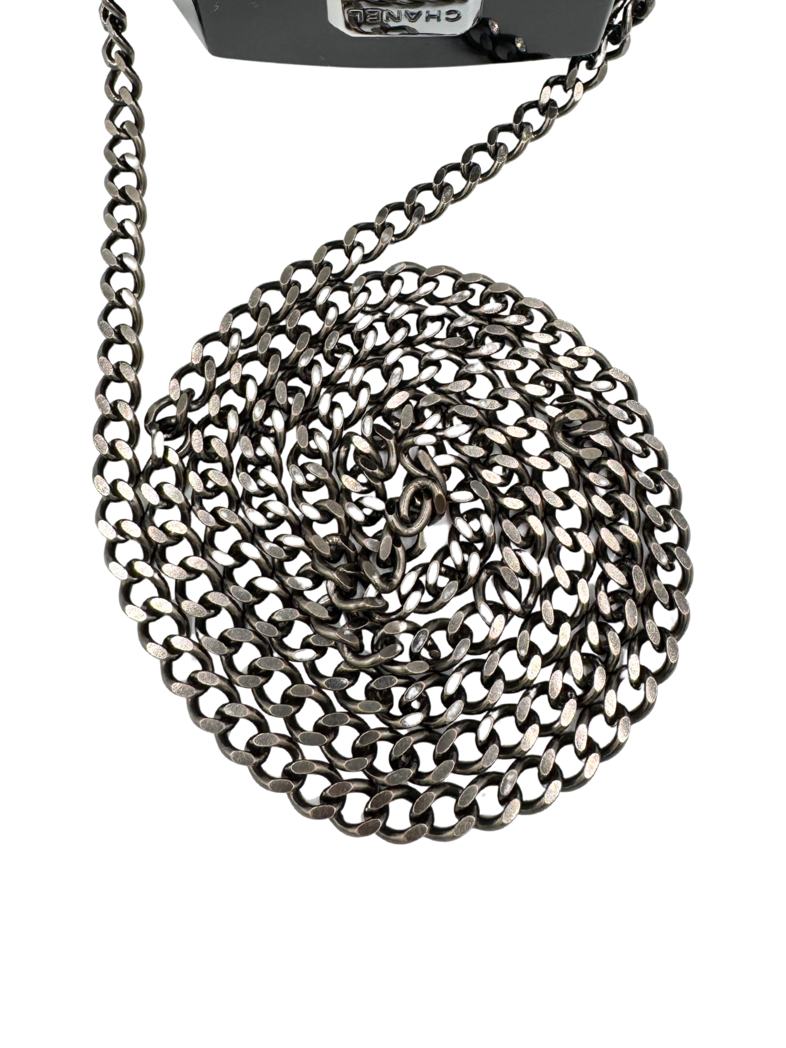 Octagon Minaudiere with Chain (28A Collection) in Black Acrylic Plexiglass