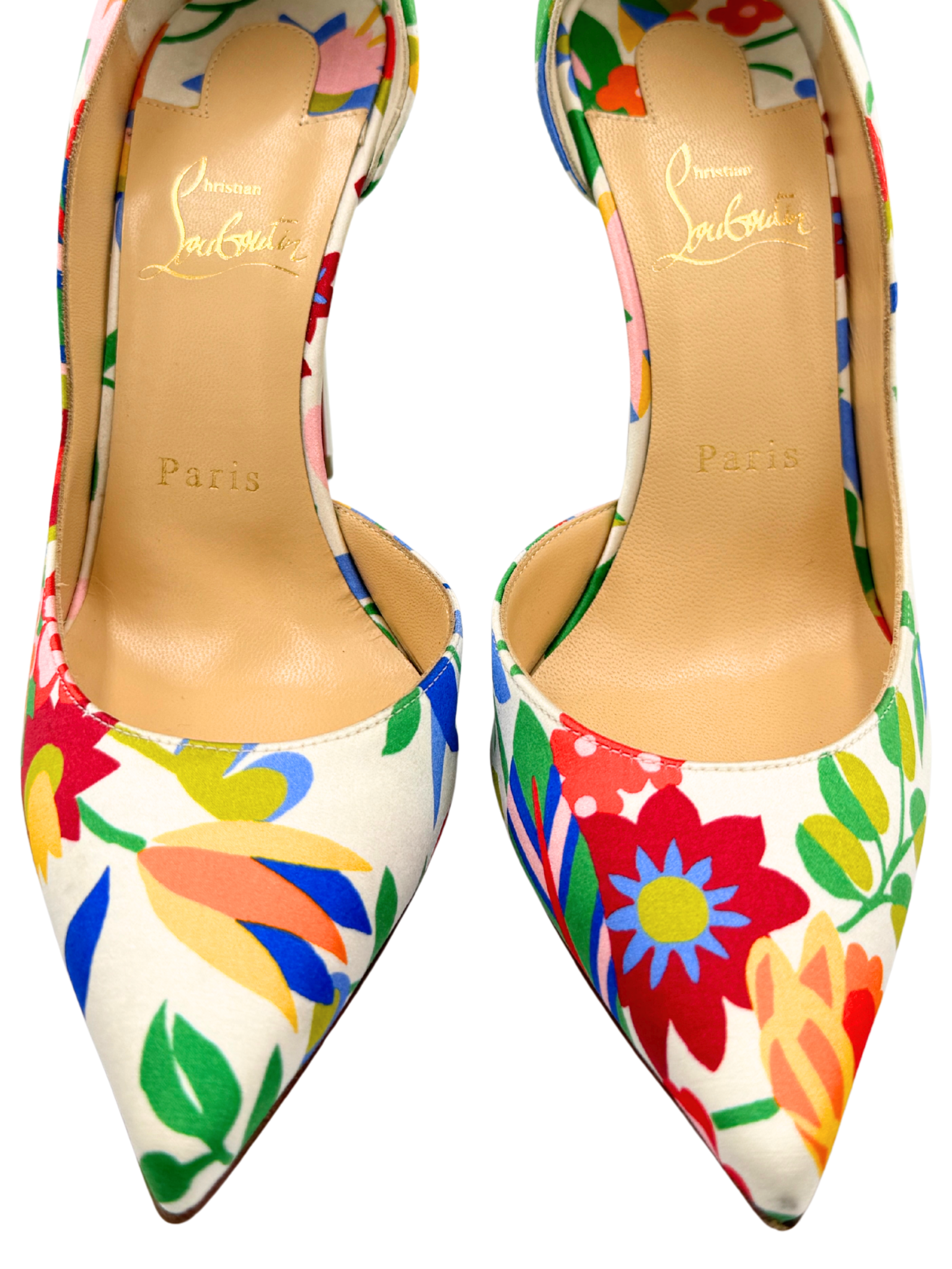 Size 38 Iriza 100 mm Pointed Toe D'orsay Pumps in Floral Satin