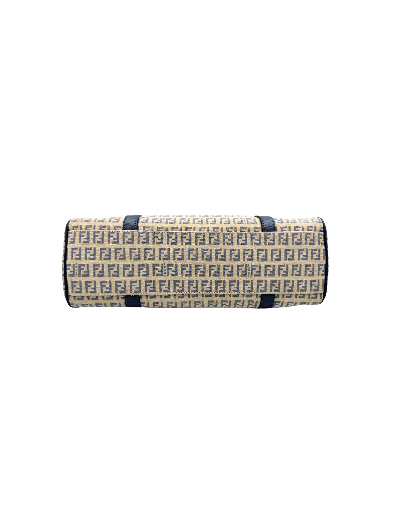 Vintage FF Zucchino Monogram Trapezoid Shoulder Bag in Ivory and Navy Canvas