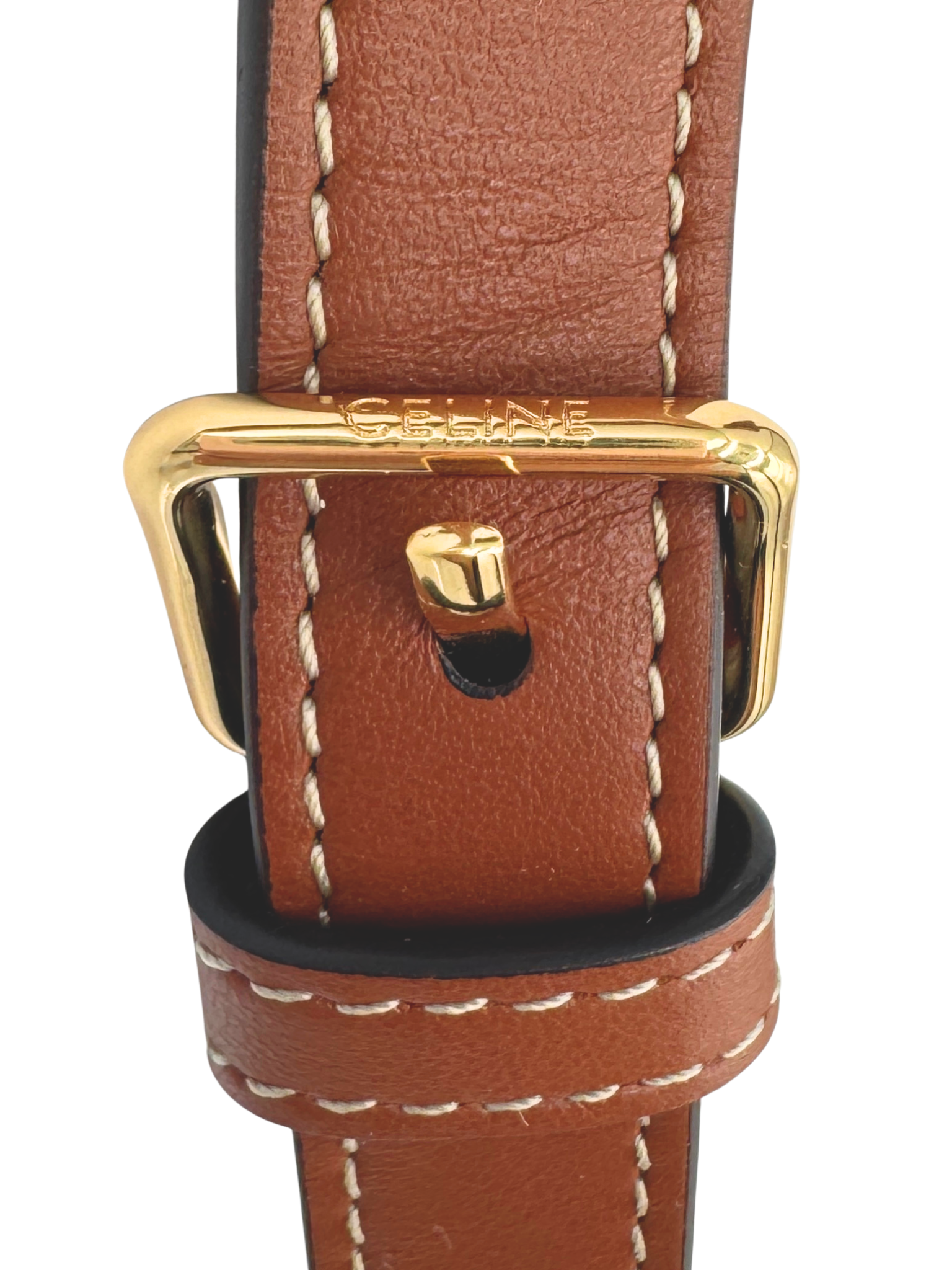 Triomphe Folco Cuir Crossbody Bag in Cognac Leather