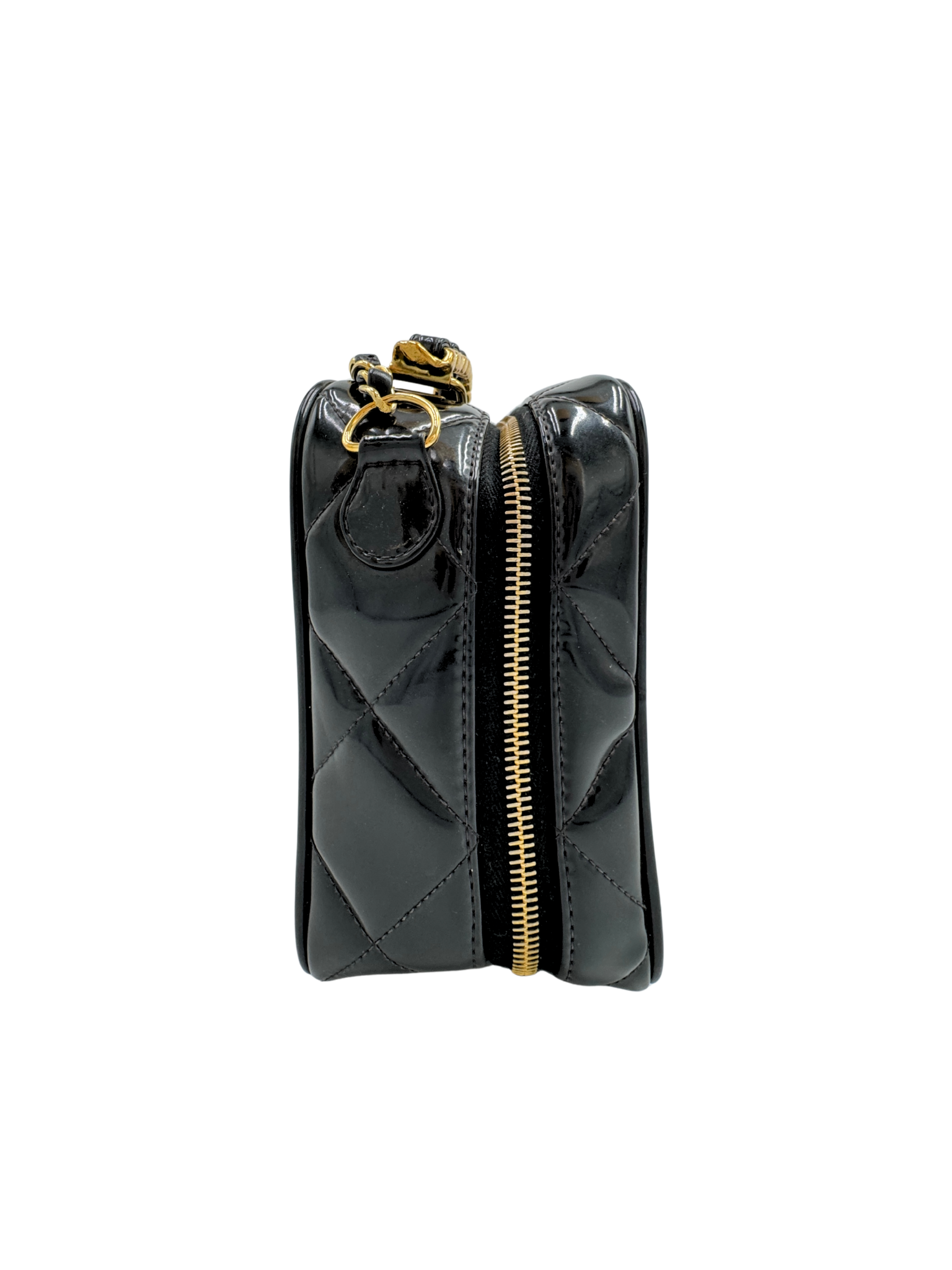 Vintage 1995 Barbie Collection CC Logo Rectangular Vanity Case in Black Patent Leather