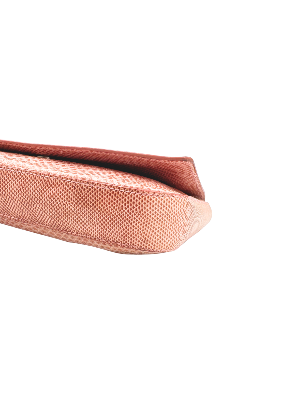 Vintage Tom Ford Era Lizard Metal Bar Shoulder Bag in Blush Pink Lizard
