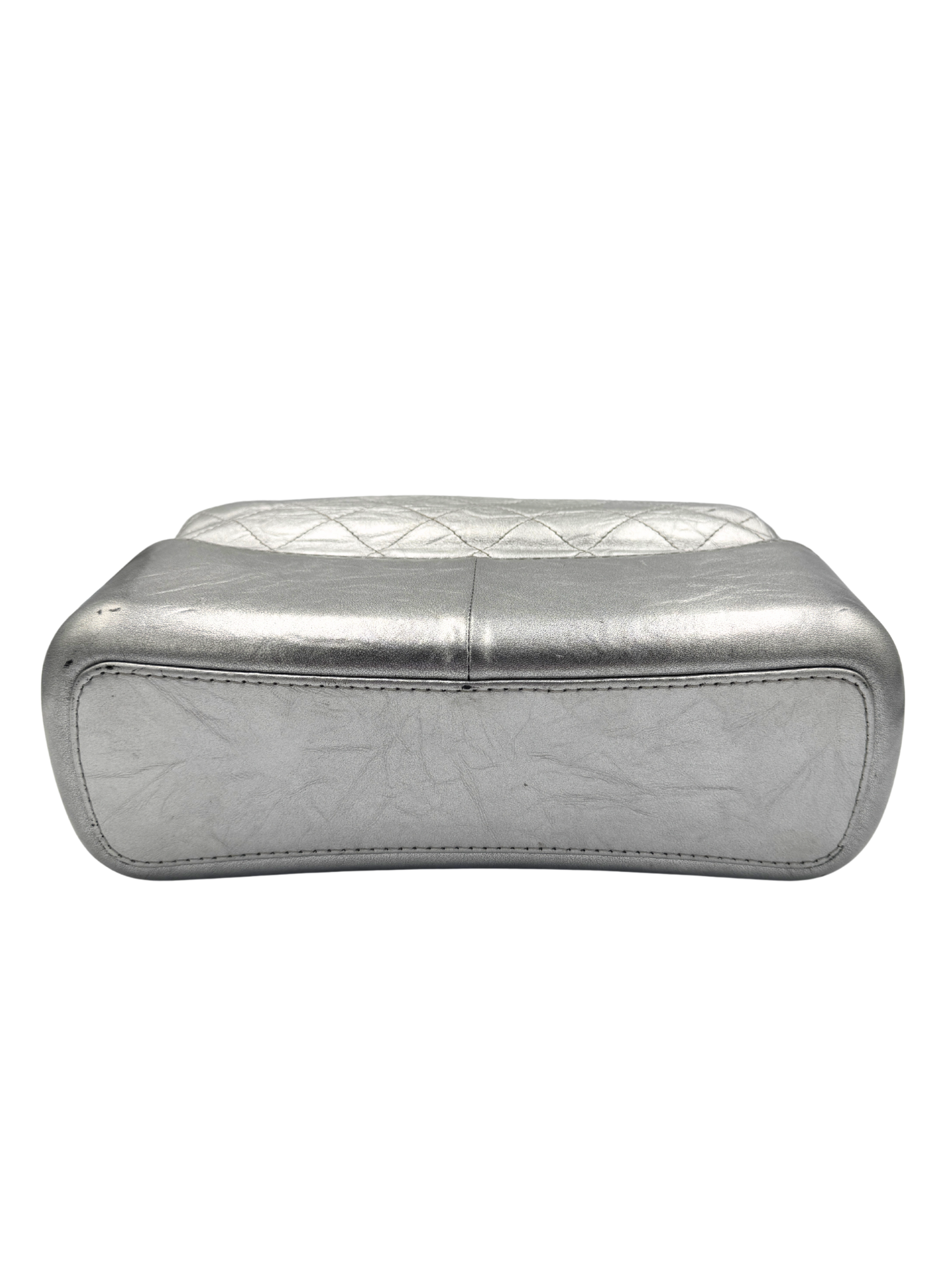 Medium Gabrielle Hobo Shoulder Bag in Aged Silver Calfskin Leather