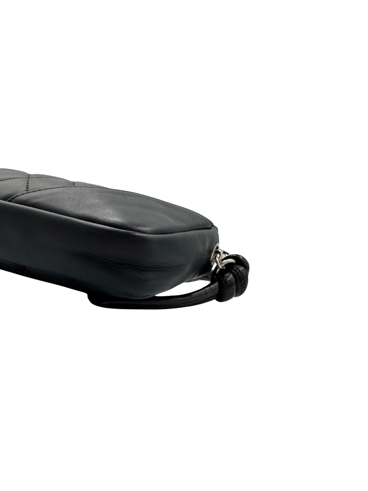 Vintage Karl Lagerfeld Era CC Cambon Ligne Quilted Shoulder Bag in Black Leather