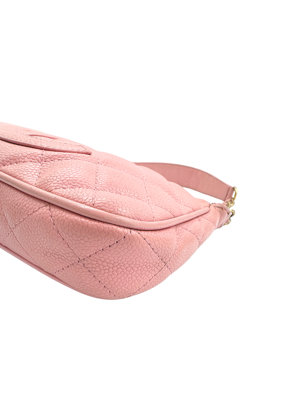 Vintage Karl Lagerfeld Era 2004 Classic CC Quilted Timeless Shoulder Bag Pochette in Pink Caviar Leather