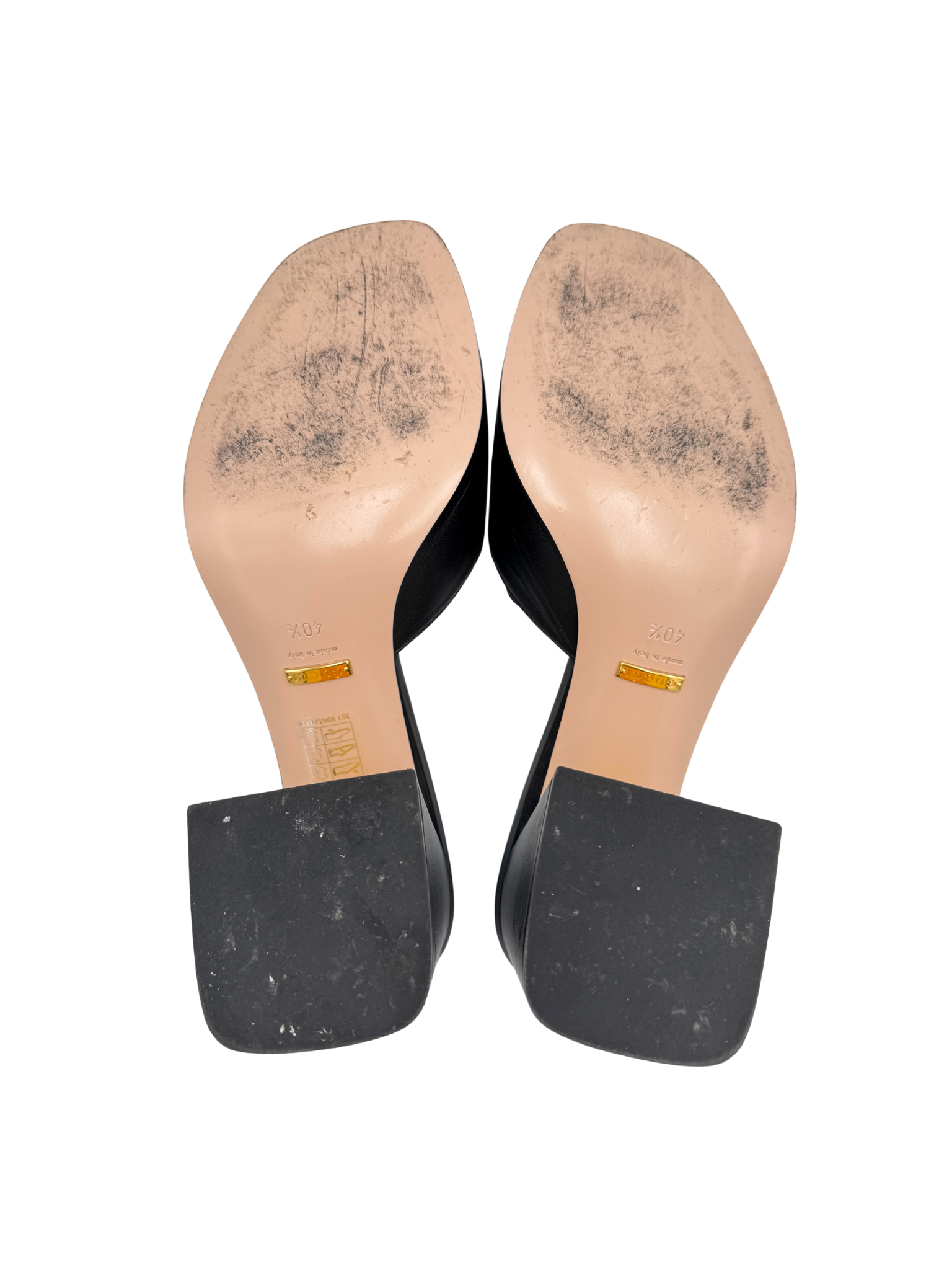 Size 40.5 Horsebit Slide Sandals in Black Smooth Leather