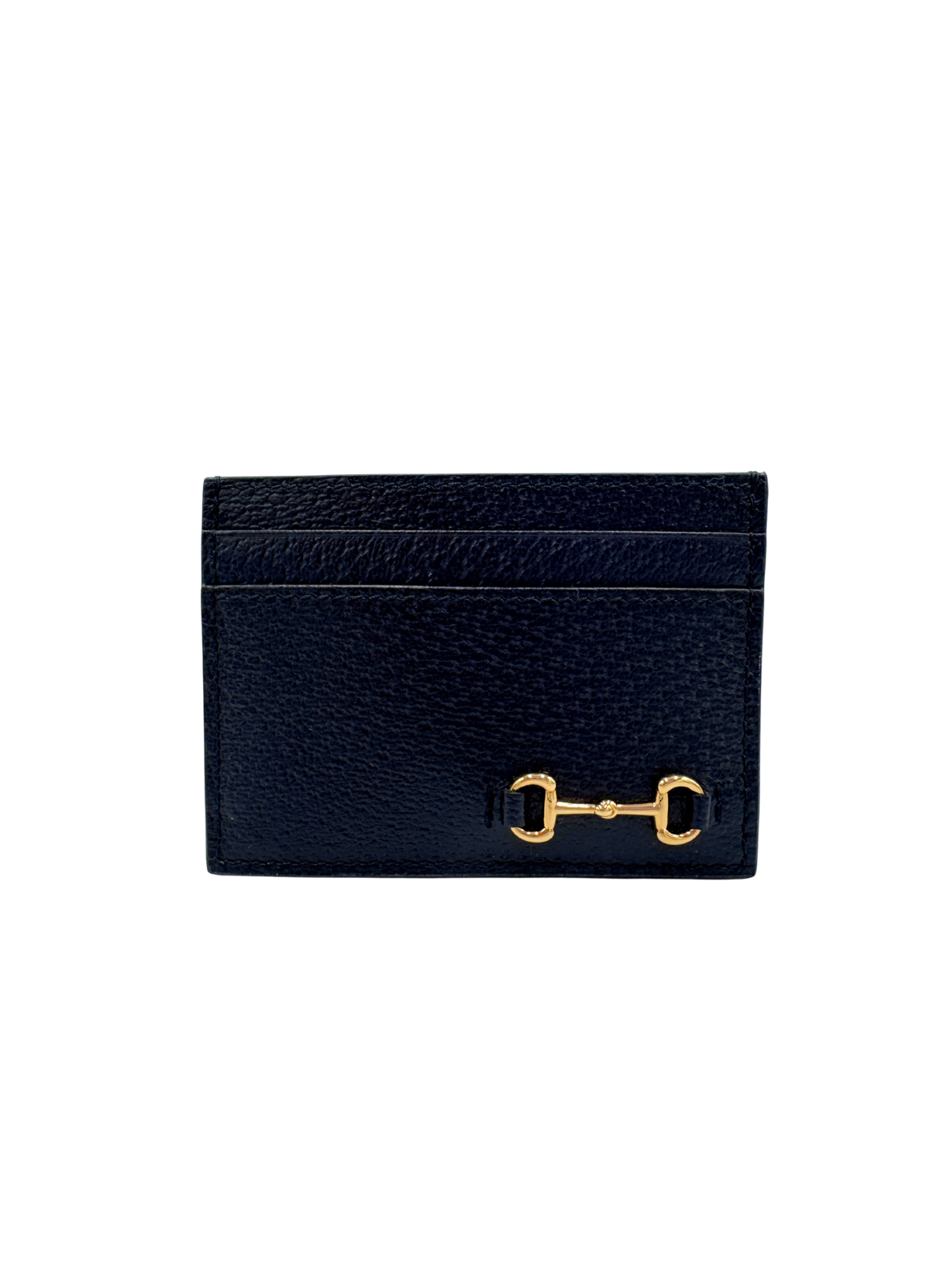 Classic Horsebit Card Holder Wallet in Black Leather
