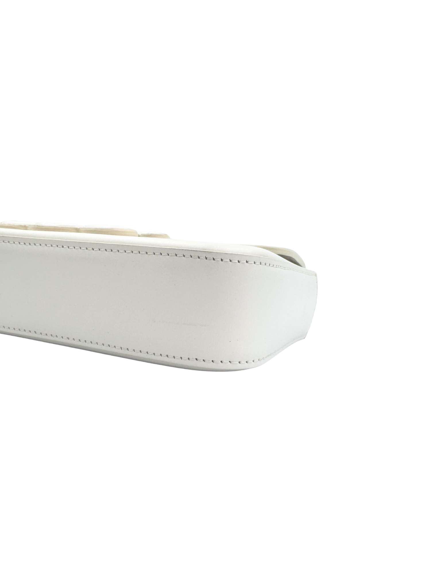 Triomphe Claude Chain Shoulder Bag in White Leather