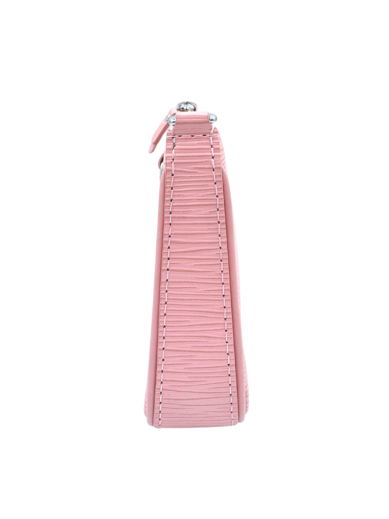Easy Pouch on Strap Shoulder Bag with Chain in Rose Ballerine Pink Epi Leather