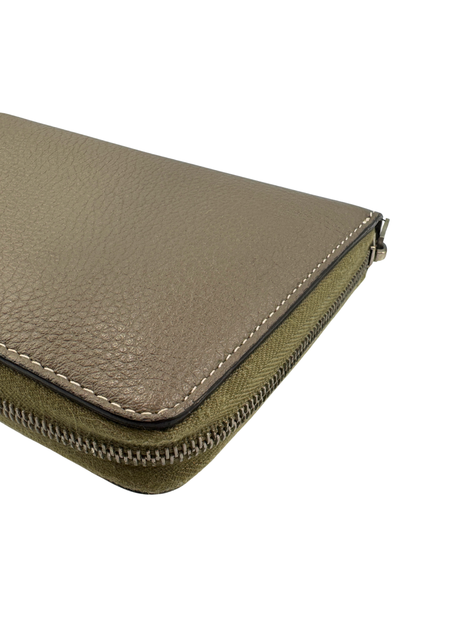 Long Continental Zip Around Wallet in Taupe Leather