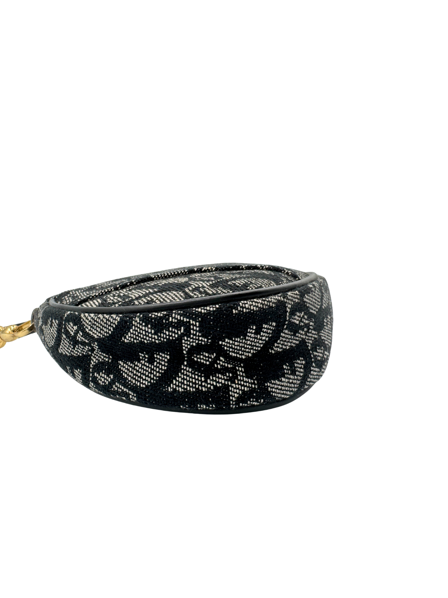 Vintage Mini Saddle Shoulder Bag Pochette in Black Monogram Oblique Diorissimo Canvas