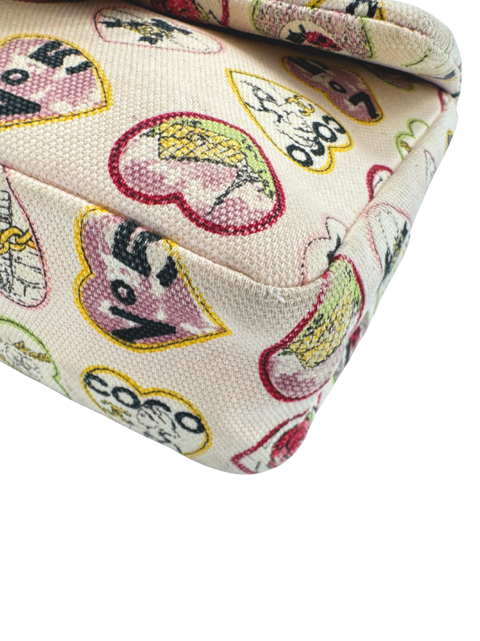 Limited-Edition Valentine's Collection Sweetheart Square Mini Classic Flap Bag in Heart Printed Ivory Canvas