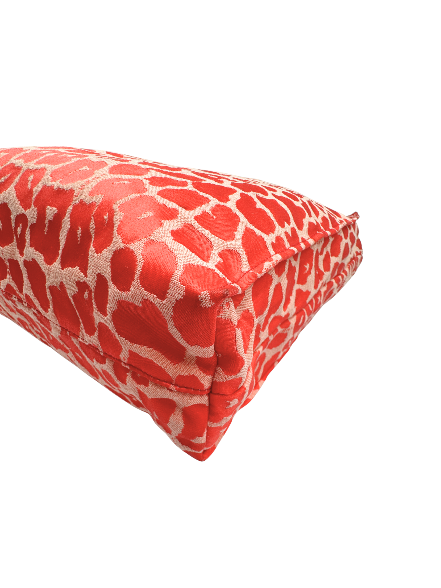 Leopard Print North/South Shopping Tote Bag in Red Embroidered Canvas