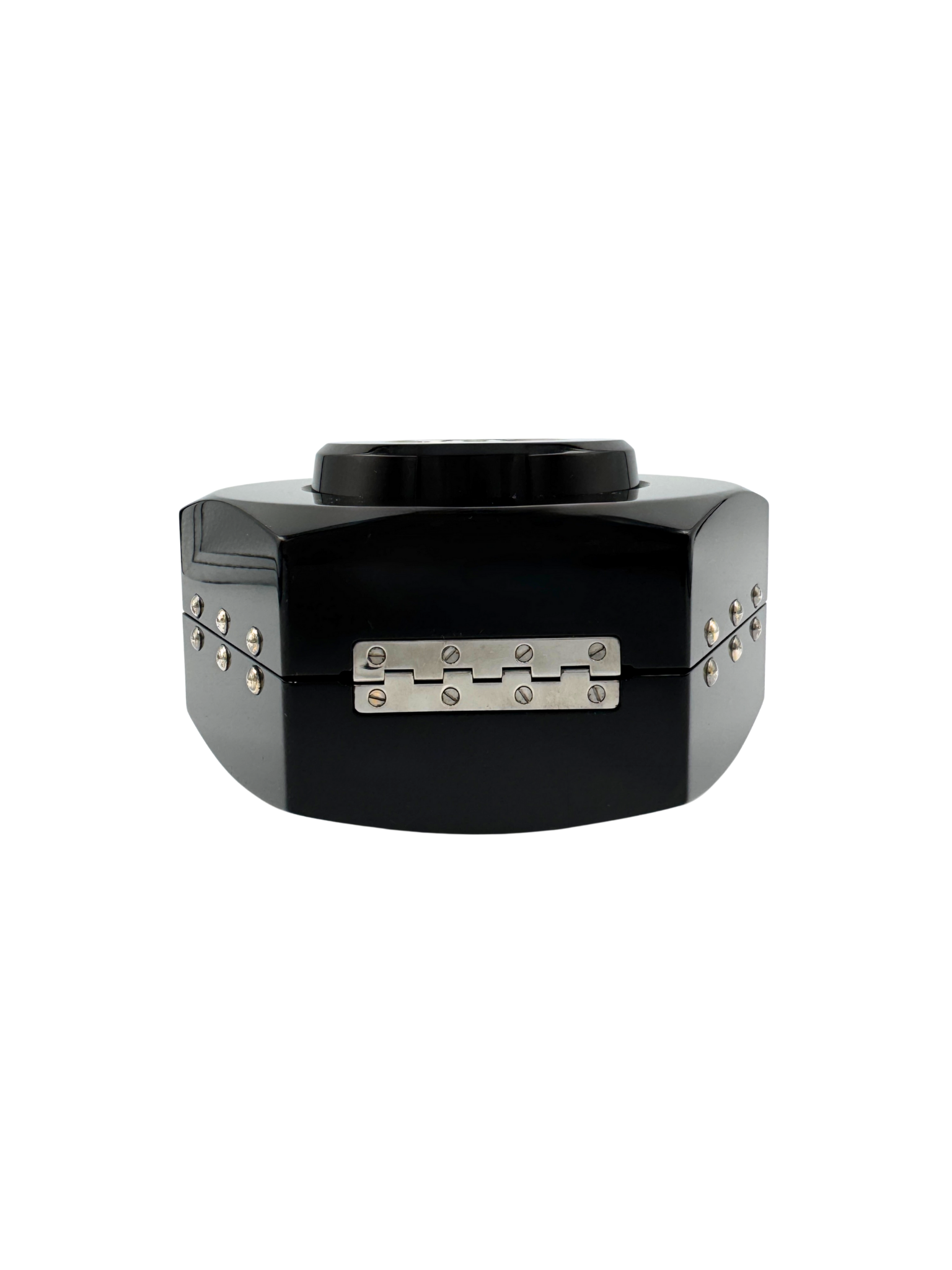Octagon Minaudiere with Chain (28A Collection) in Black Acrylic Plexiglass