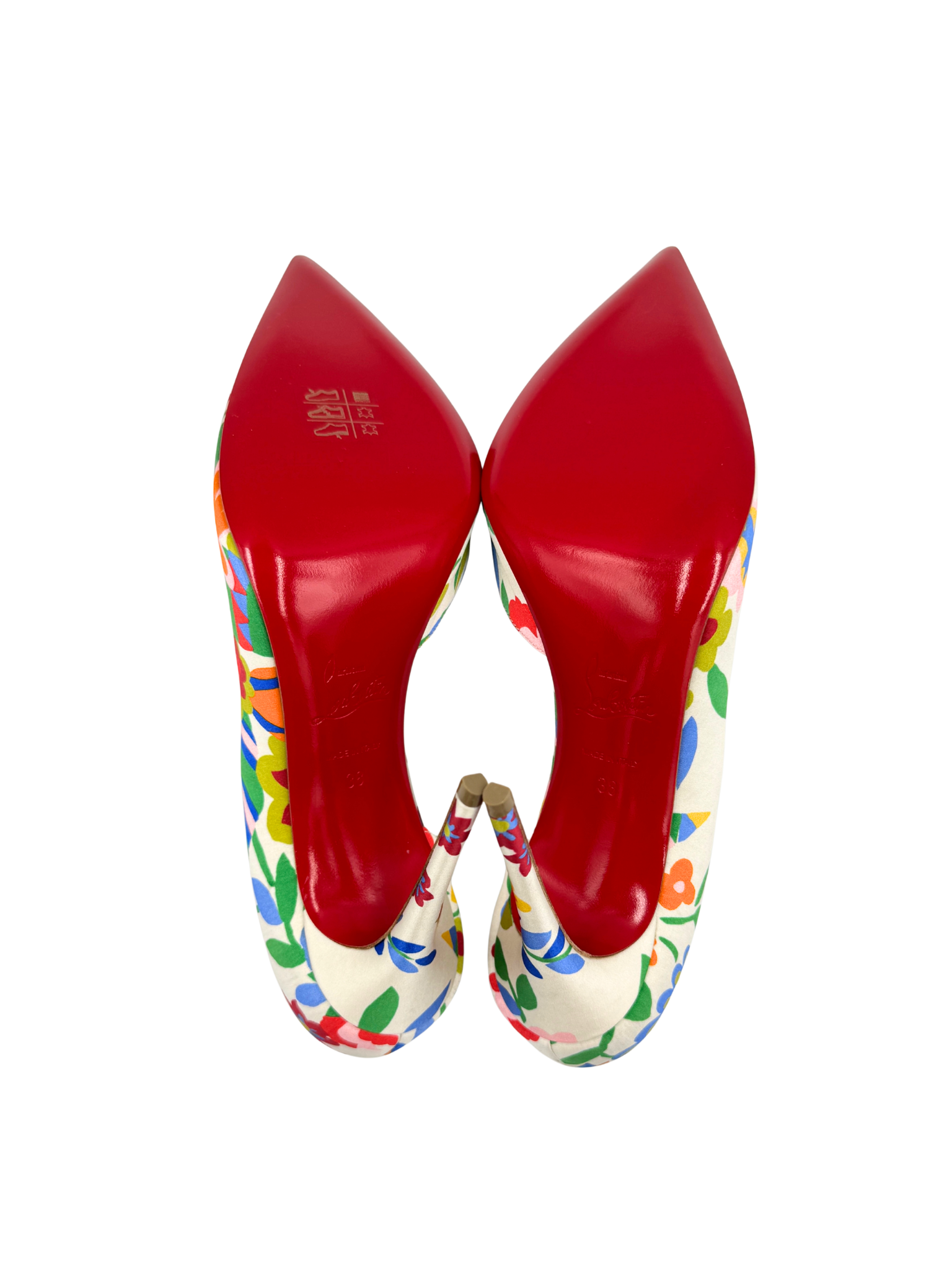 Size 38 Iriza 100 mm Pointed Toe D'orsay Pumps in Floral Satin